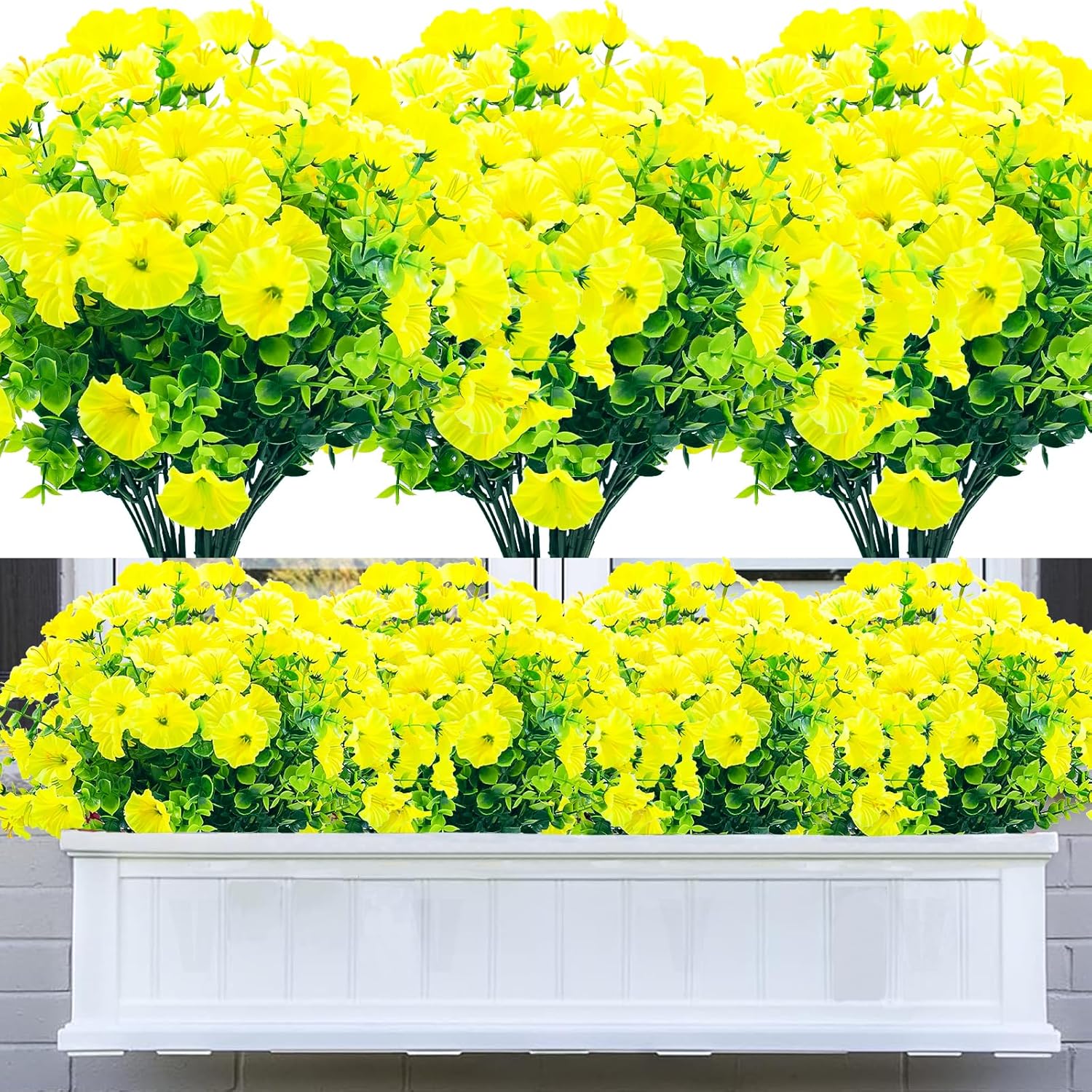 DRT DERUITAI UV Resistant Artificial Yellow Flowers 20 Bundles