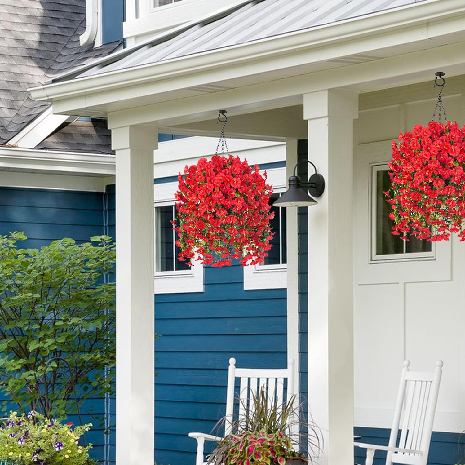 HyeFlora Artificial Hanging Flowers with Basket