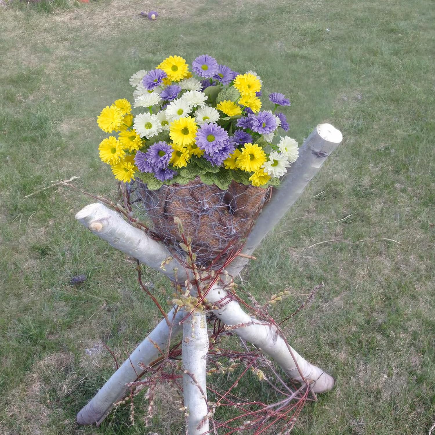 3 Pcs Artificial Dahlia Flowers for Outdoor Decor