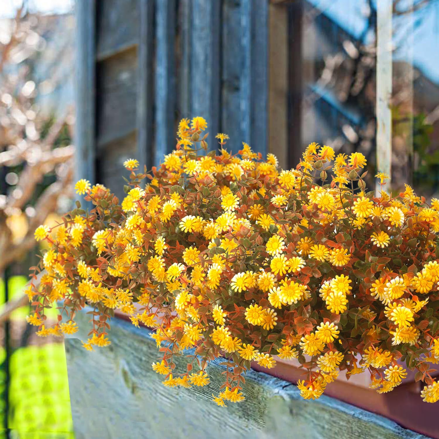 12 Bundles Artificial Fall Flowers for Outdoor Decor