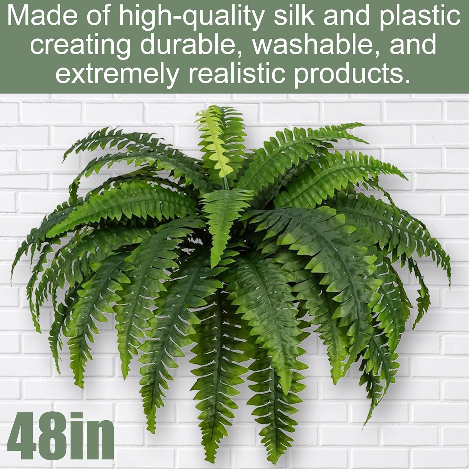 MDAL Large Artificial Boston Fern Bush Set of 2 48 Inch