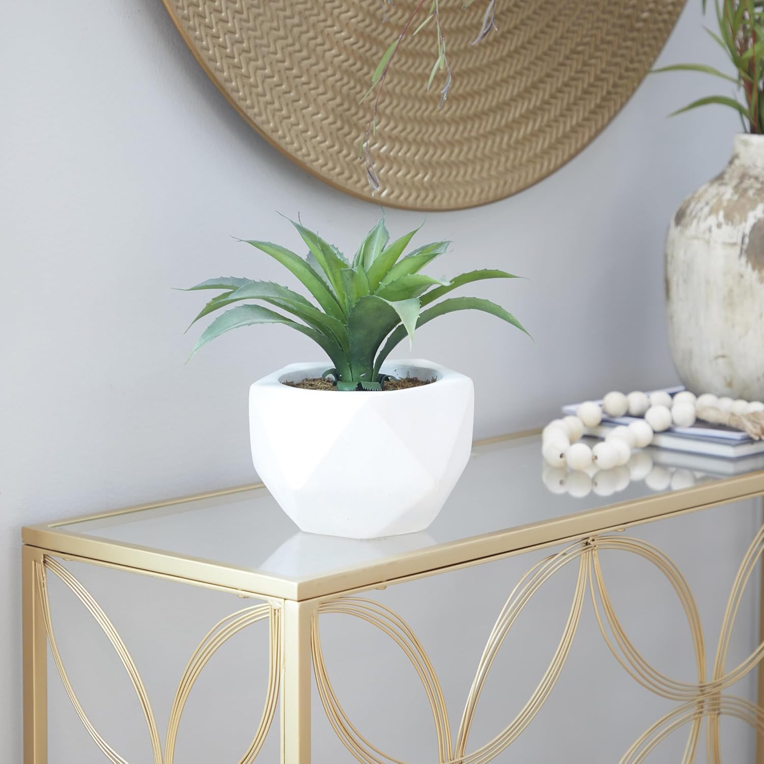 Deco 79 Artificial Agave Plant with White Ceramic Pot