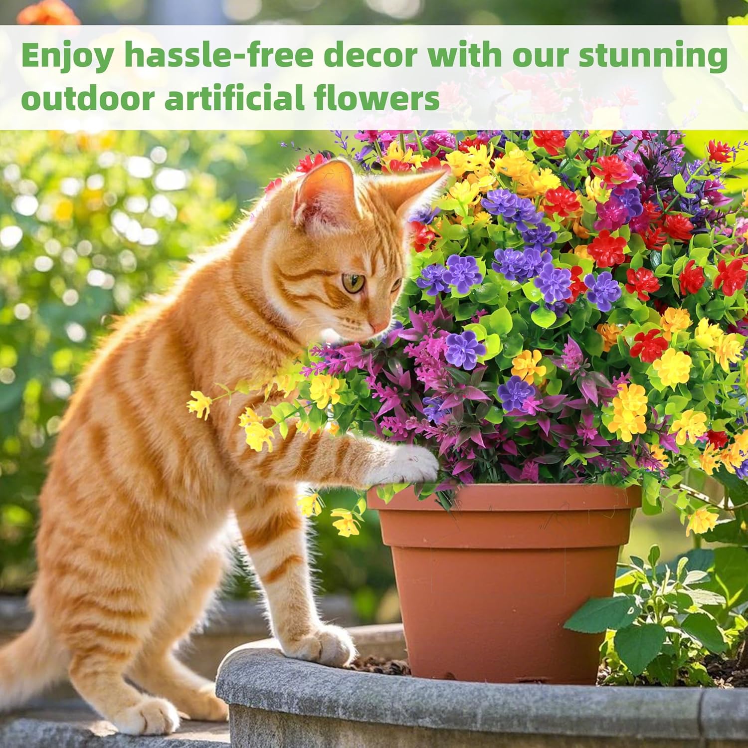 24 Bundles Artificial Flowers for Outdoor Decor 1