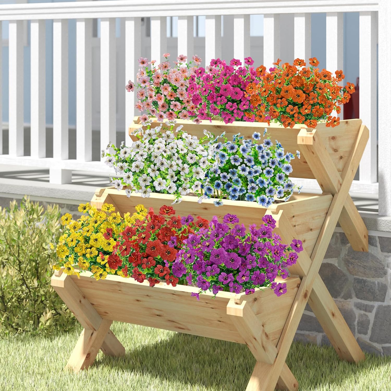 Agusbagli 72 Bundle Artificial Flowers UV Resistant