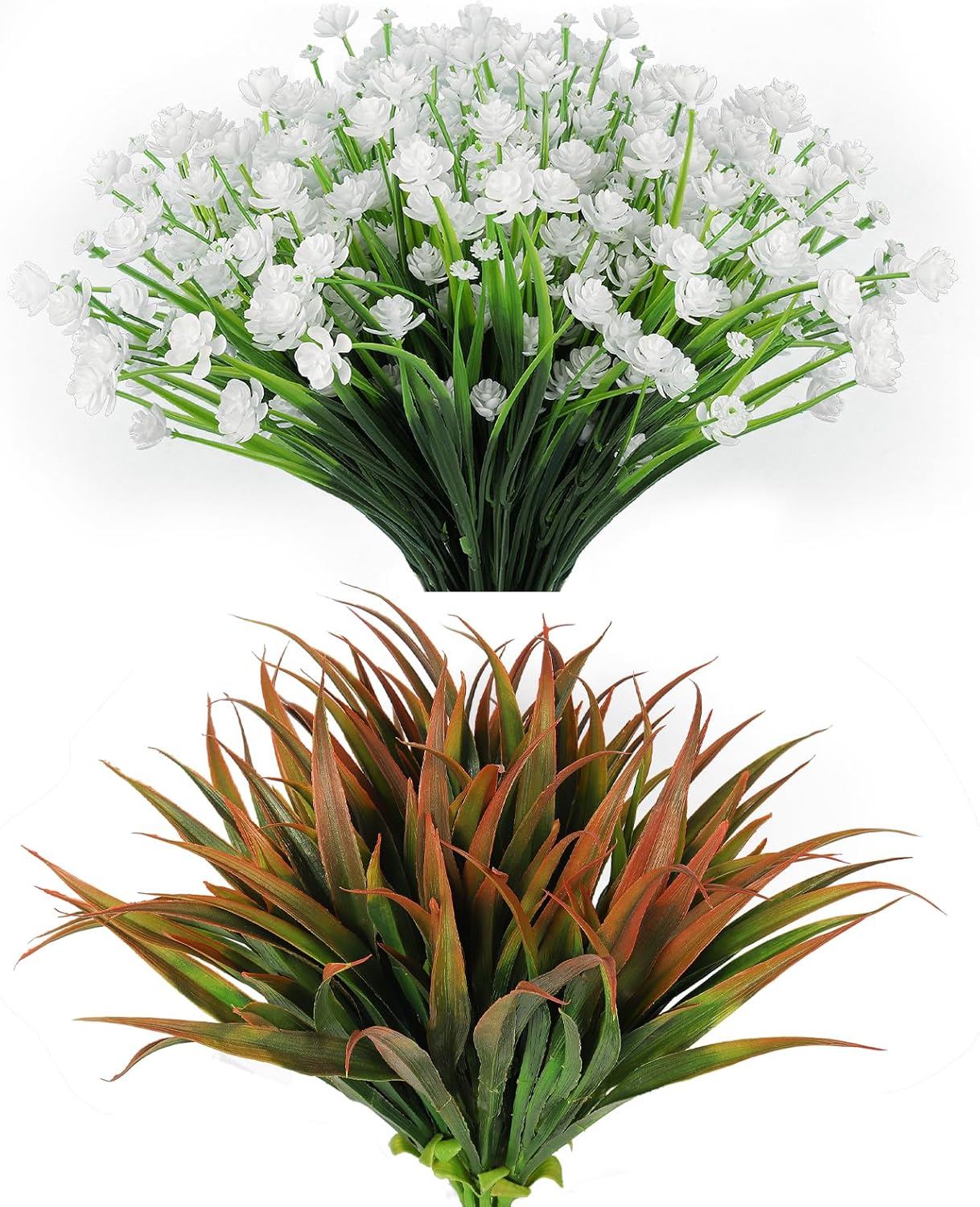 RECUTMS 12 Bundles Artificial Flowers UV Resistant Outdoor Decor