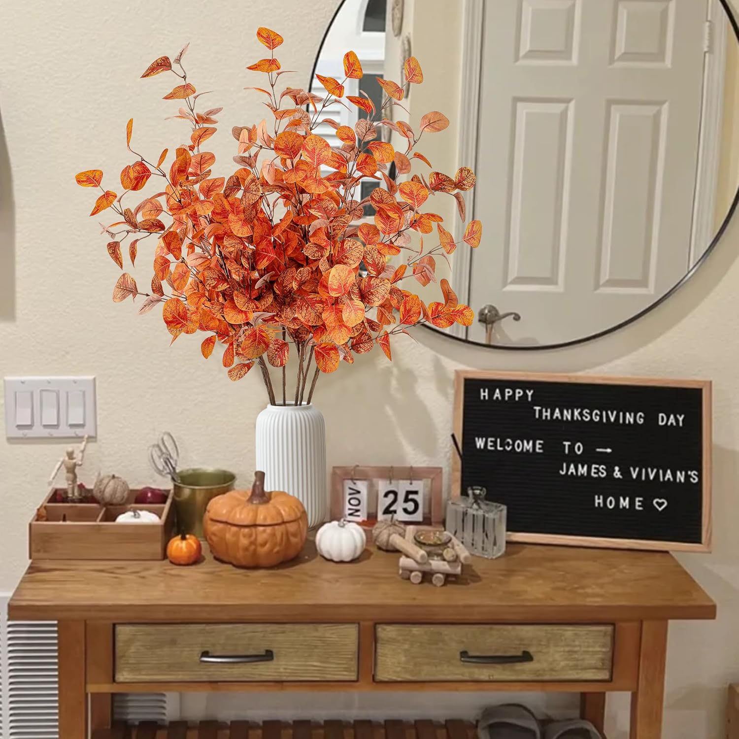 Sggvecsy 6 Pcs Artificial Eucalyptus Fall Decorations