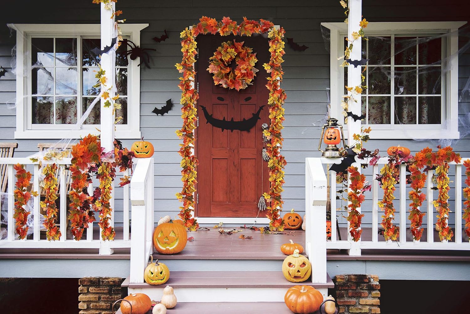 RECUTMS Artificial Fall Flowers 8 Bundles with Maple Garland