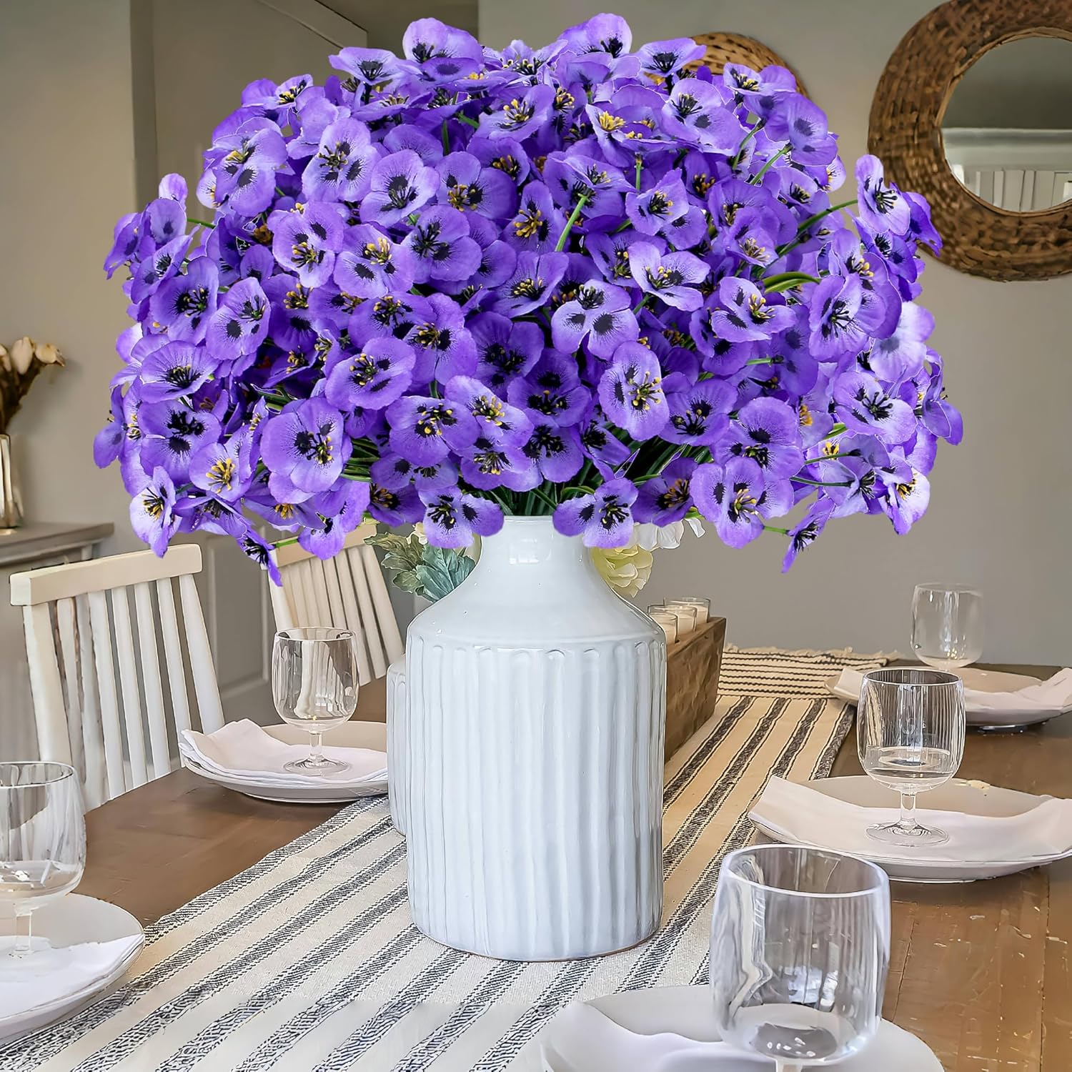 SITUMEIZI 12 Piece Purple Artificial Pansy Flowers