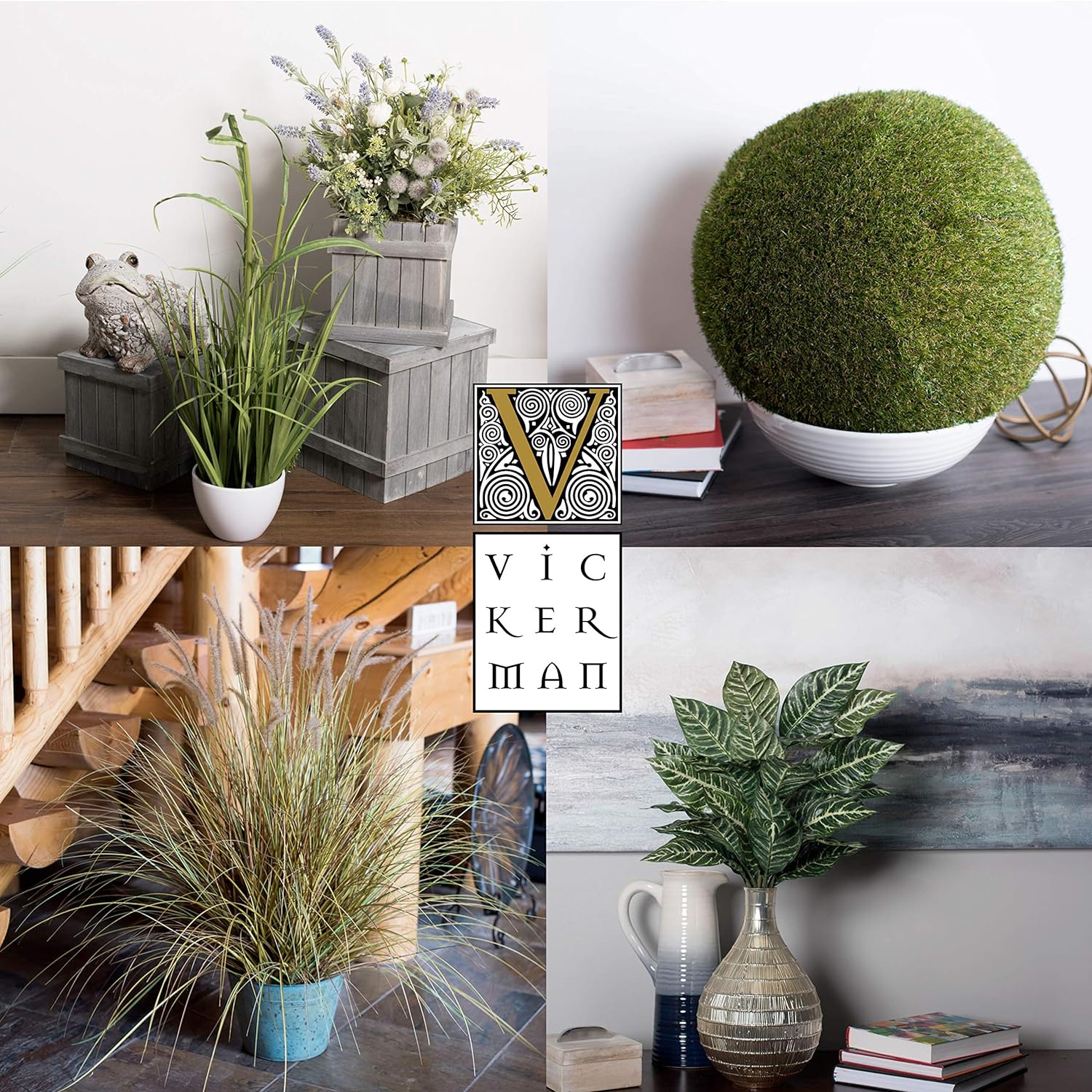 Vickerman 8 Inch Indoor Artificial Green Mixed Succulent Planter - Ceramic Pot