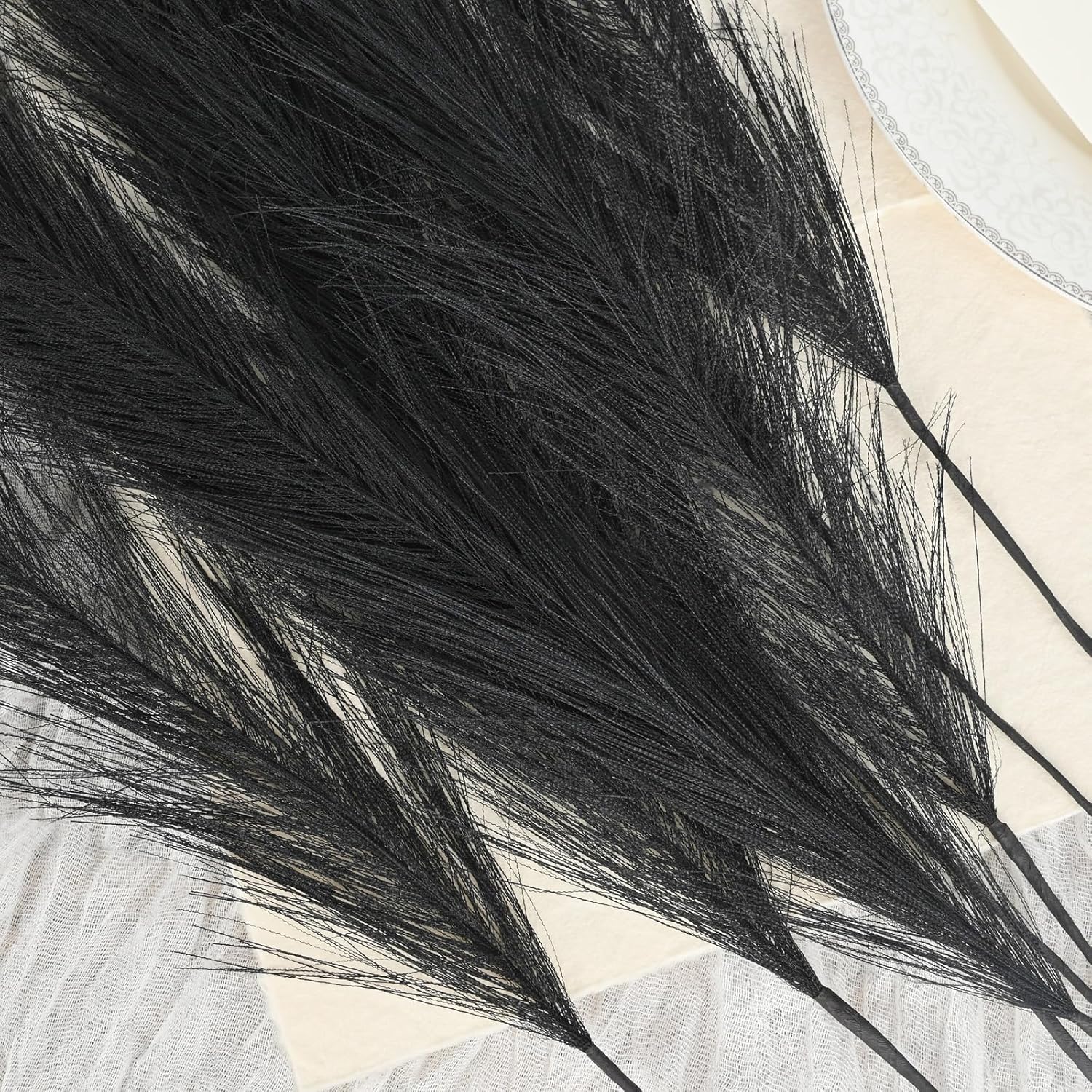 U-LIAN 36PCS Black Faux Pampas Grass Decor
