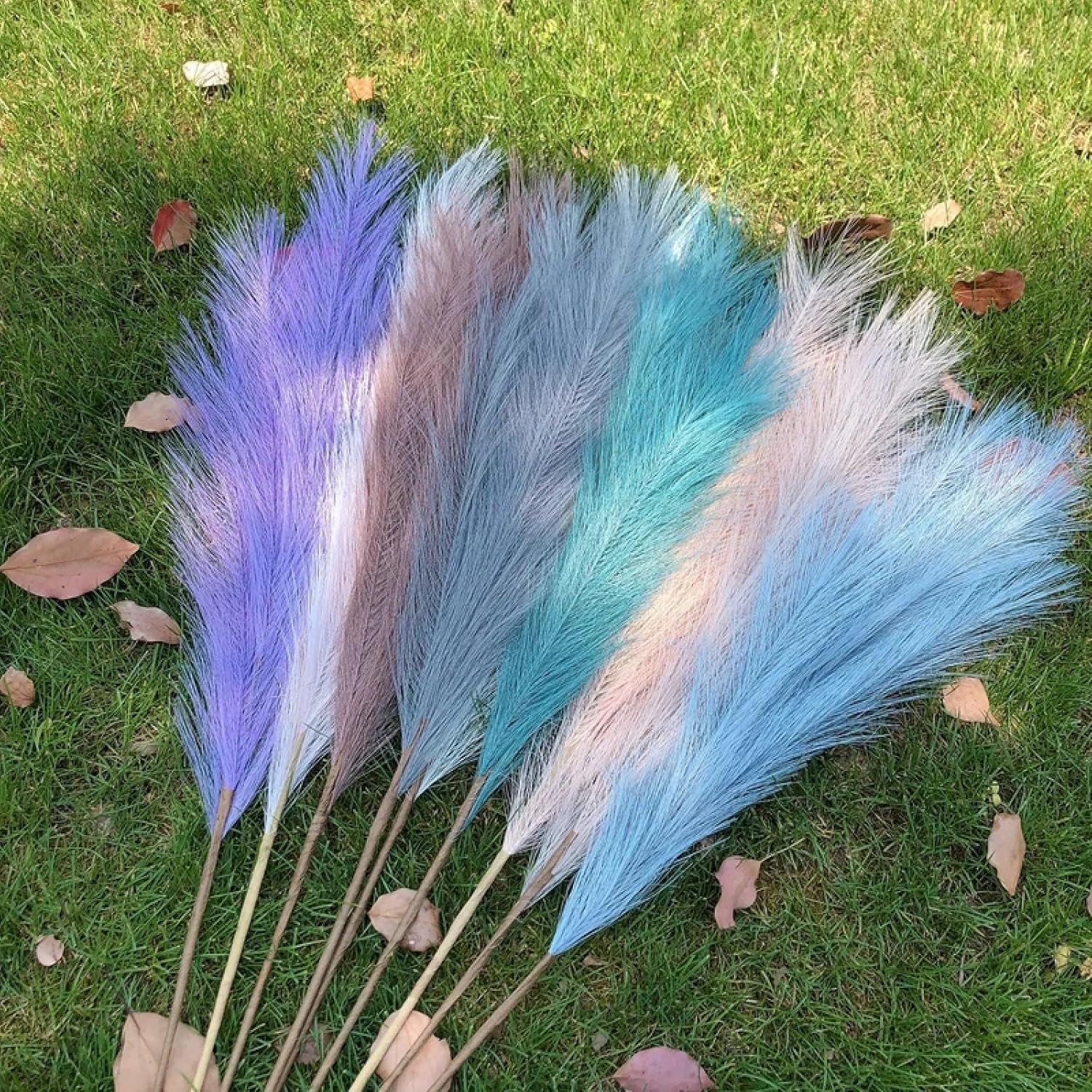 Artificial Pampas Grass Decor 3 Pcs Light Purple 90cm