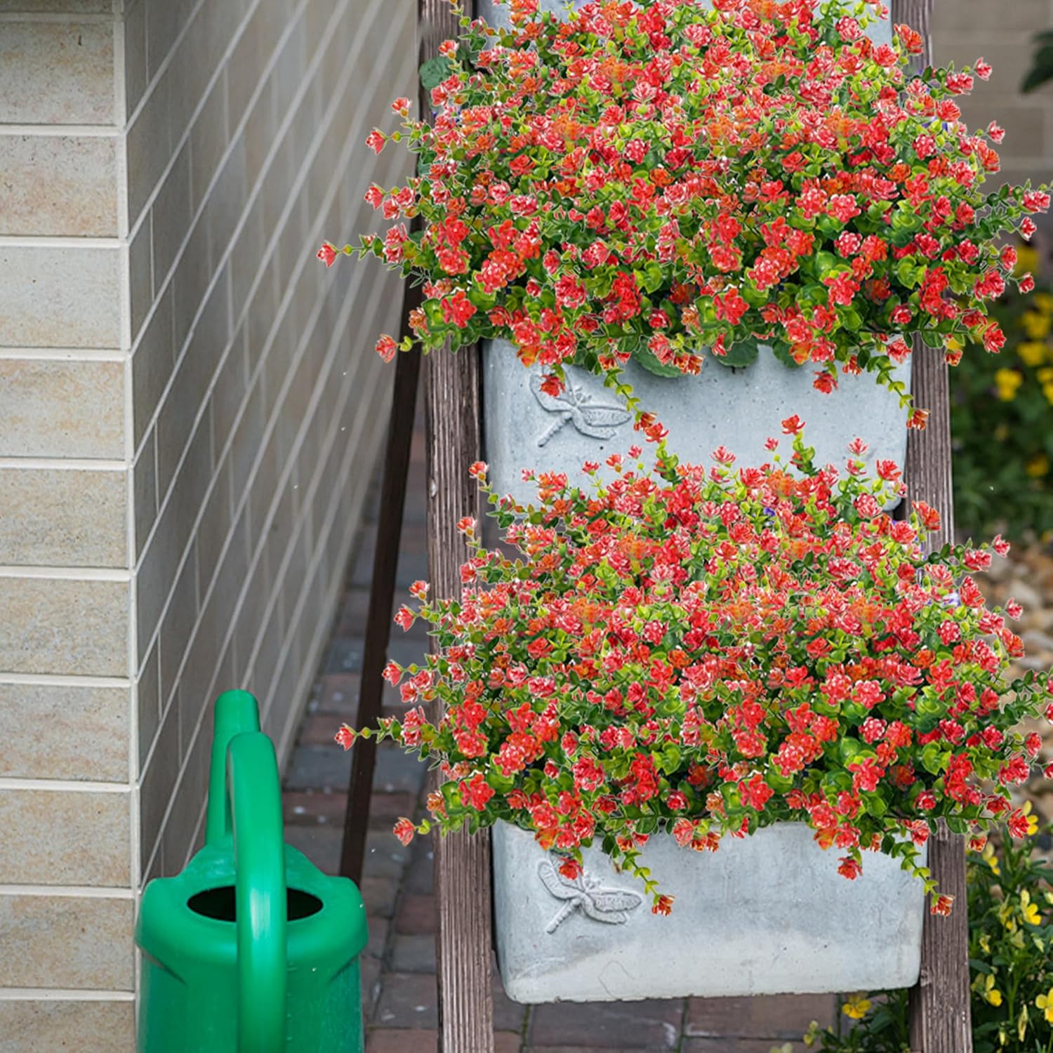 NETAP 20 Bundle UV Resistant Artificial Flowers Set Red