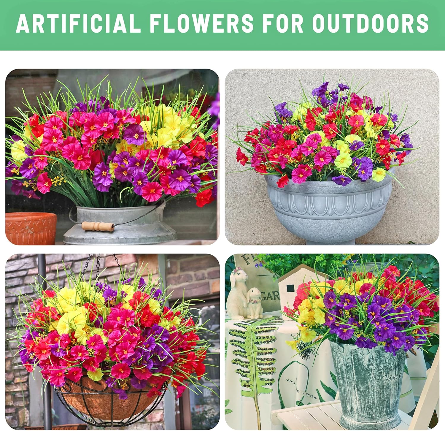16PCS Artificial Fake Outdoor Flowers Plants with Wheat Ears