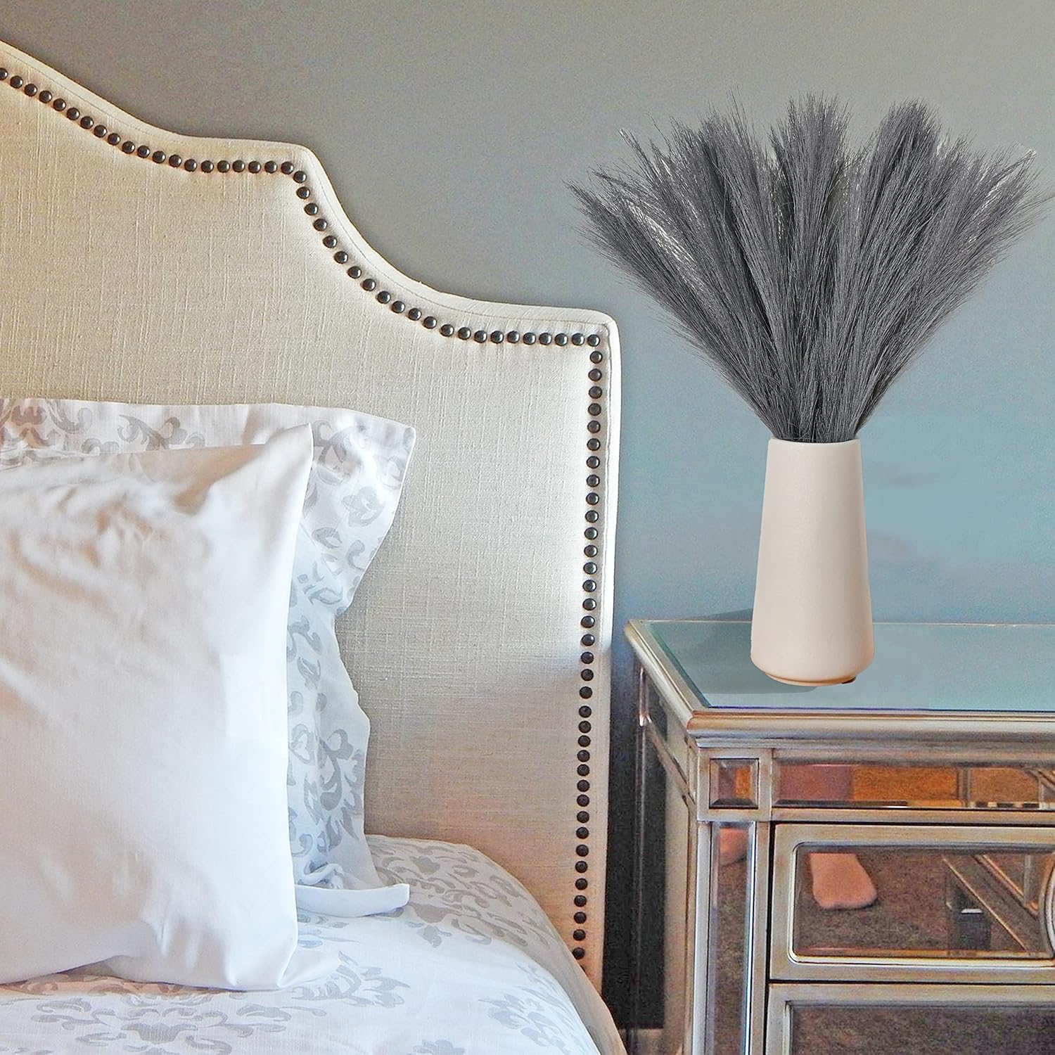Mandys Grey Silk Pampas Grass Bouquet 20 Stems