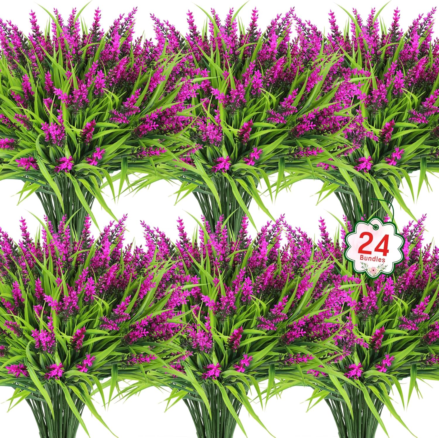 Ouddy Decor 24 Bundle Artificial Fuchsia Lavender Flowers