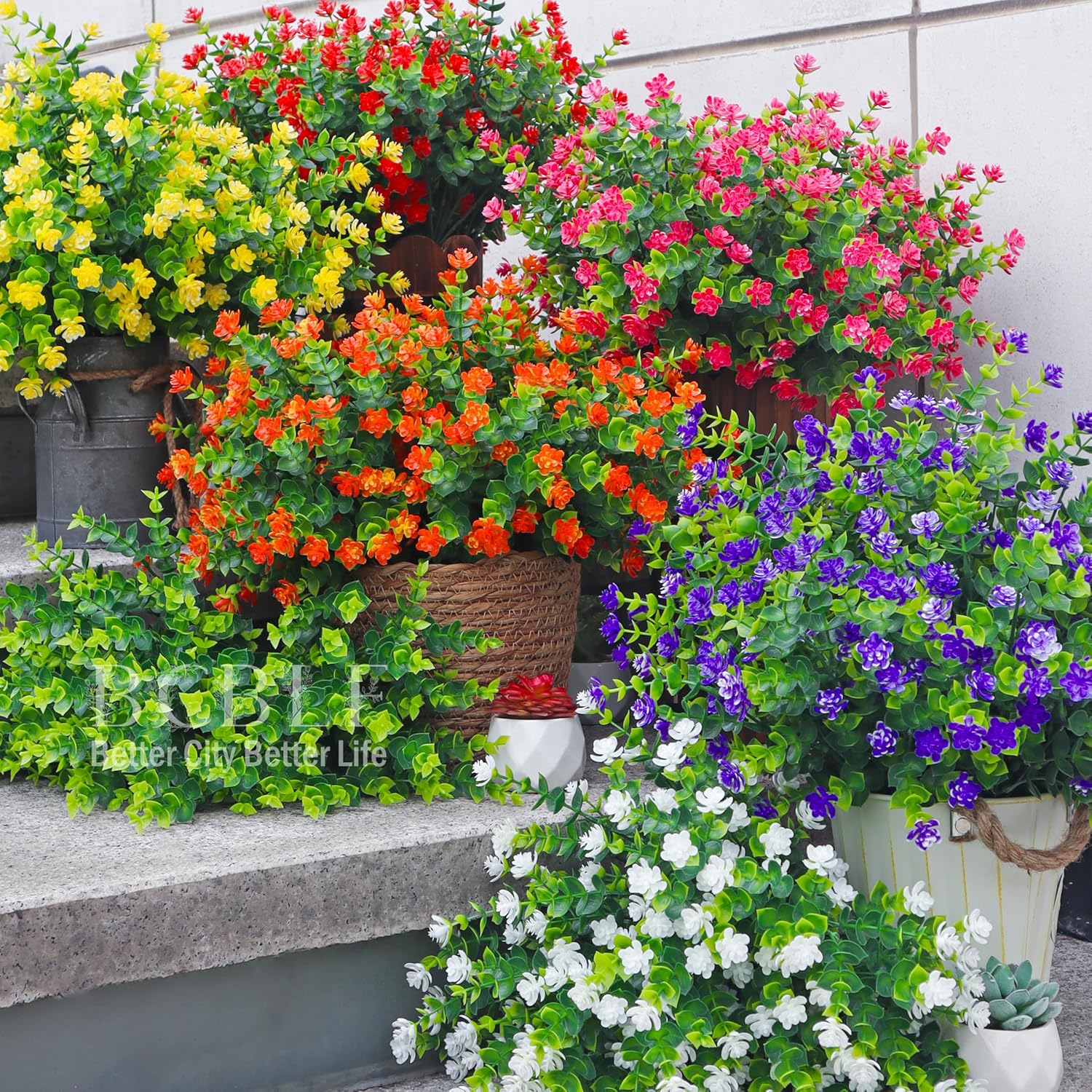 12 Bundle Artificial Flowers for Outdoor Use