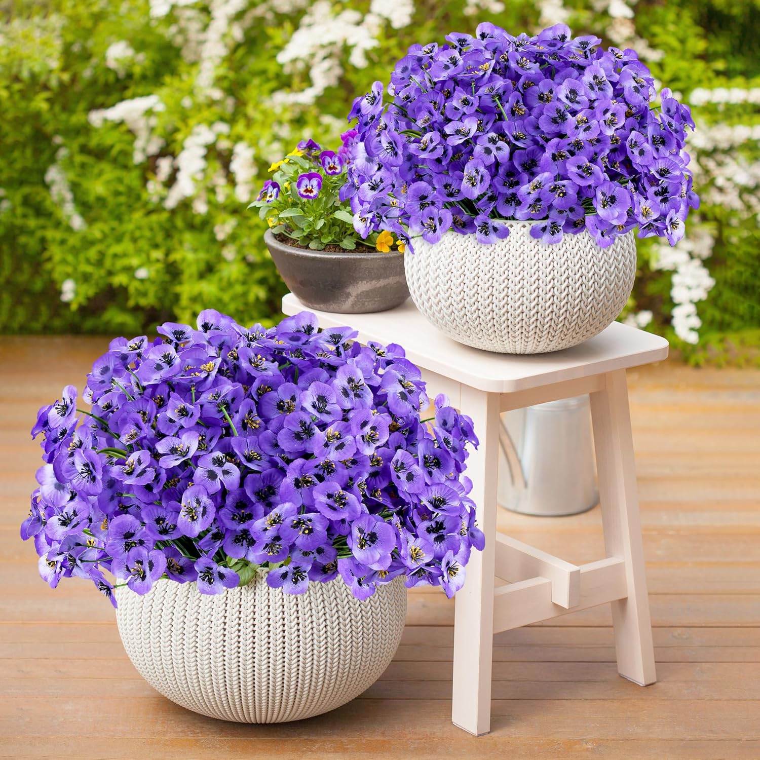 SITUMEIZI 12 Piece Purple Artificial Pansy Flowers