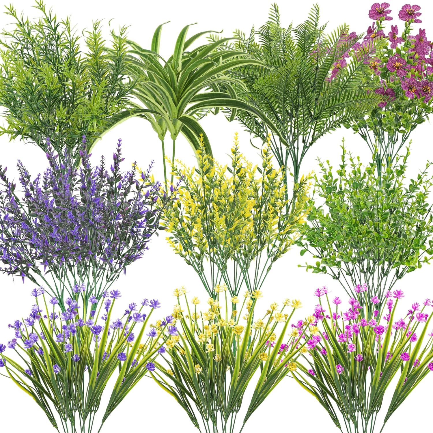 25PCS UV Resistant Artificial Plants for Outdoor Decor