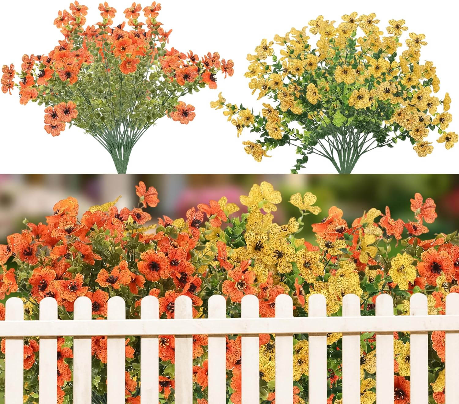 12Pcs Artificial Mums Fall Flowers for Outdoor Decor