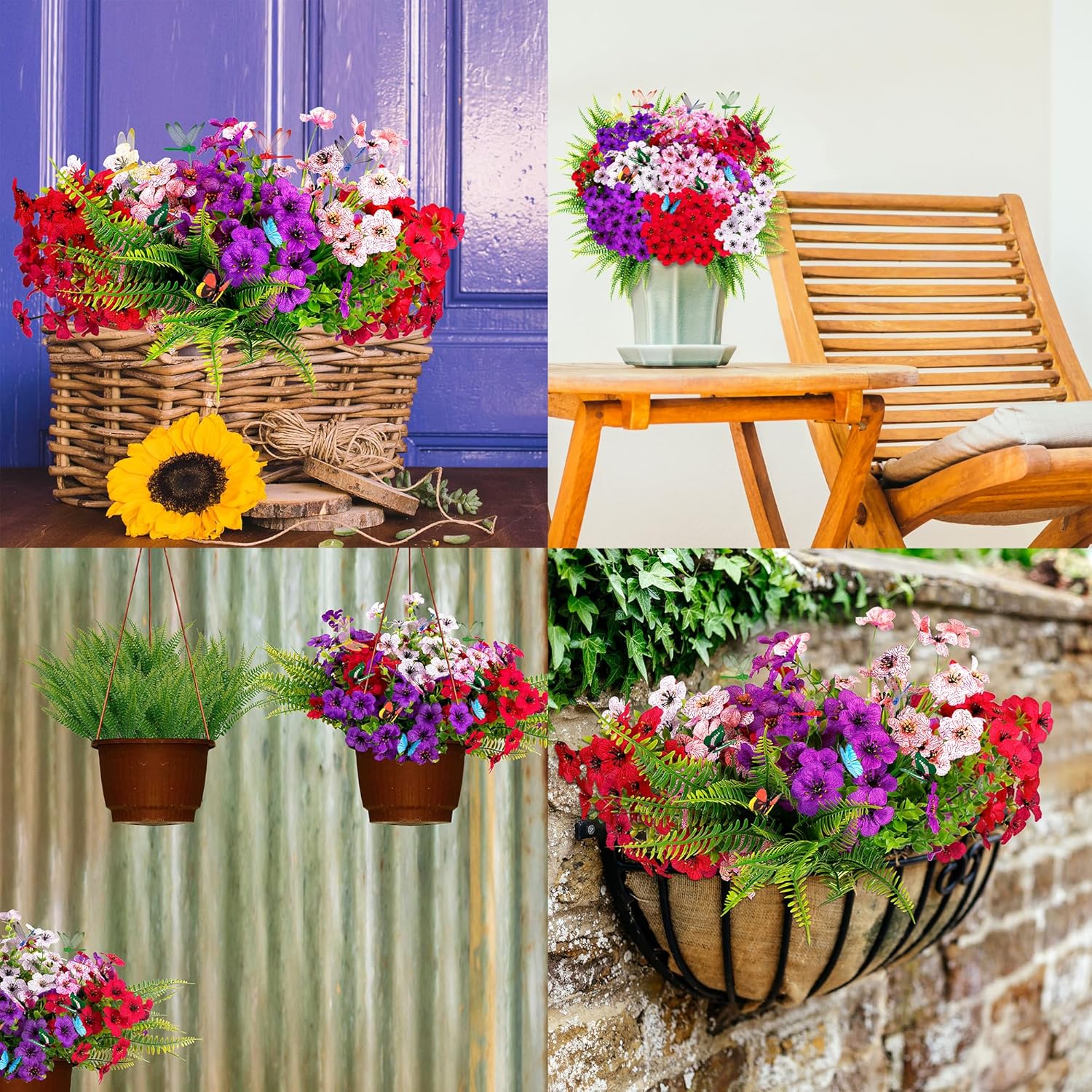 Winrain 30PCS Artificial Flowers Plants Outdoor Decor