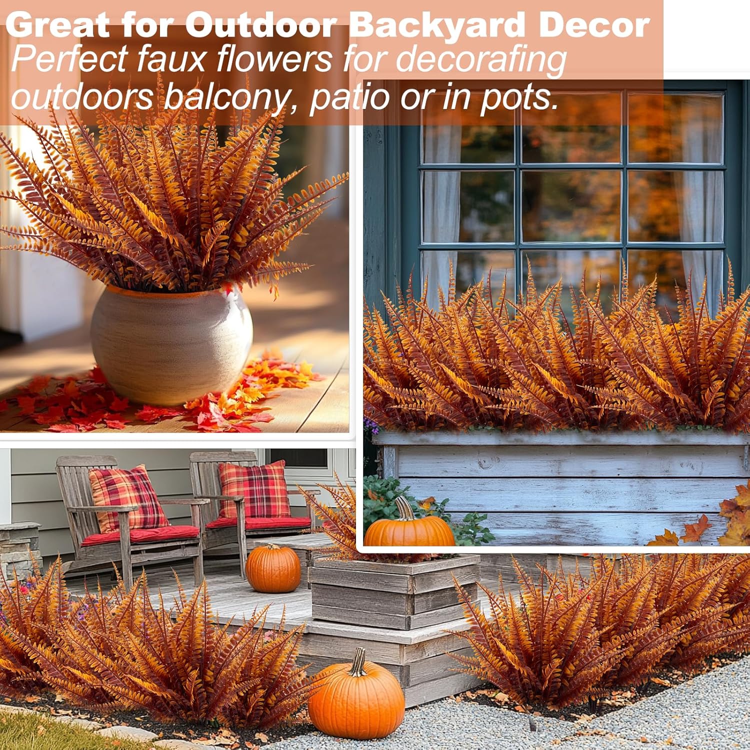 TURNMEON 12 Bundle Artificial Fall Flowers UV Resistant Decor