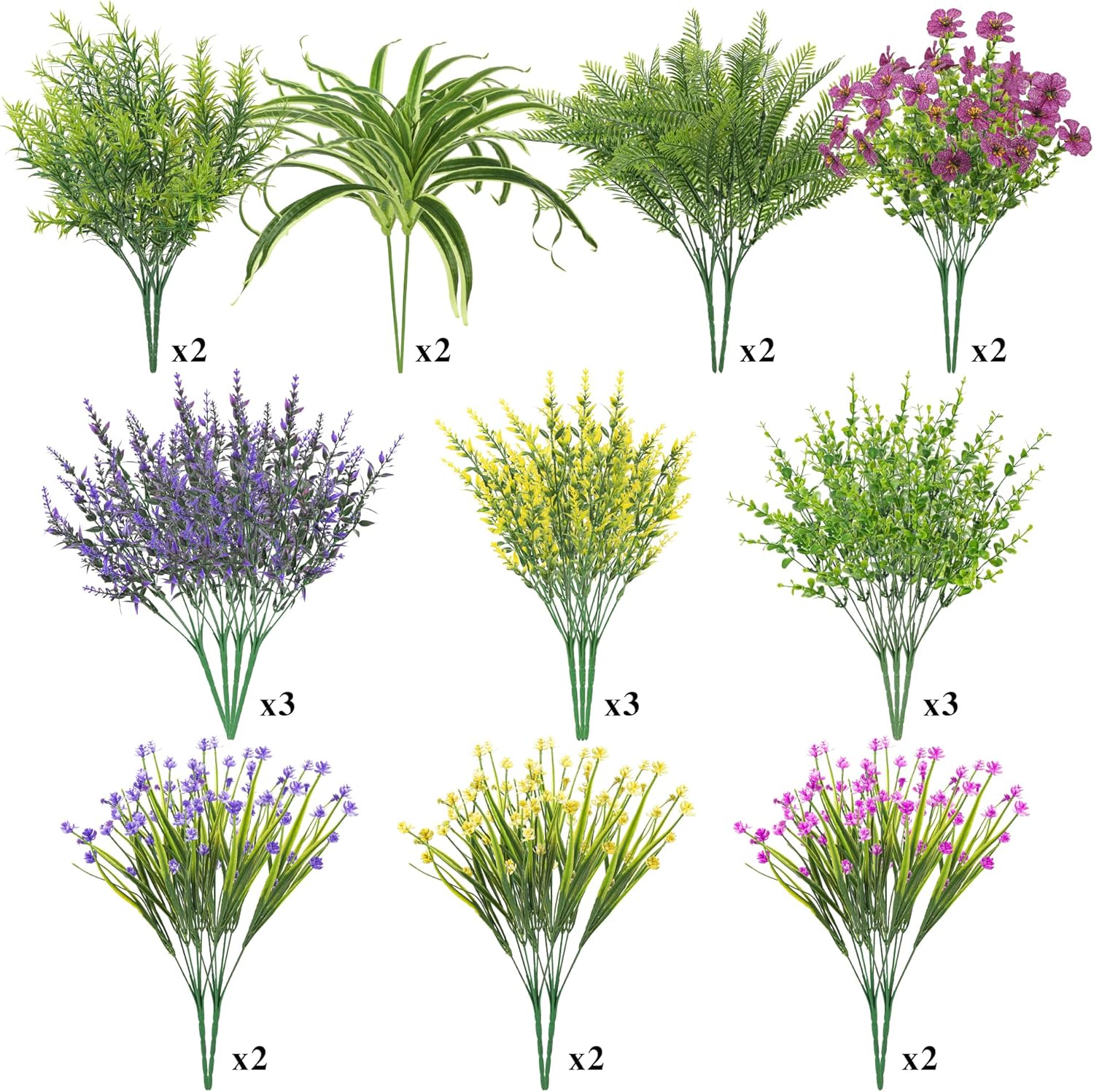 25PCS UV Resistant Artificial Plants for Outdoor Decor