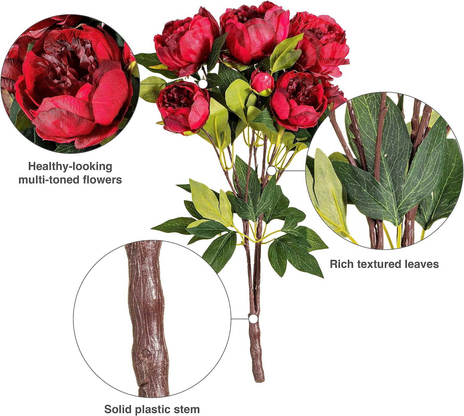 Vickerman 23 Inch Artificial Red Peony Bush