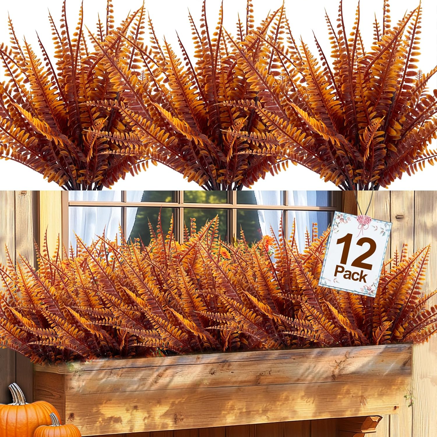 TURNMEON 12 Bundle Artificial Fall Flowers UV Resistant Decor