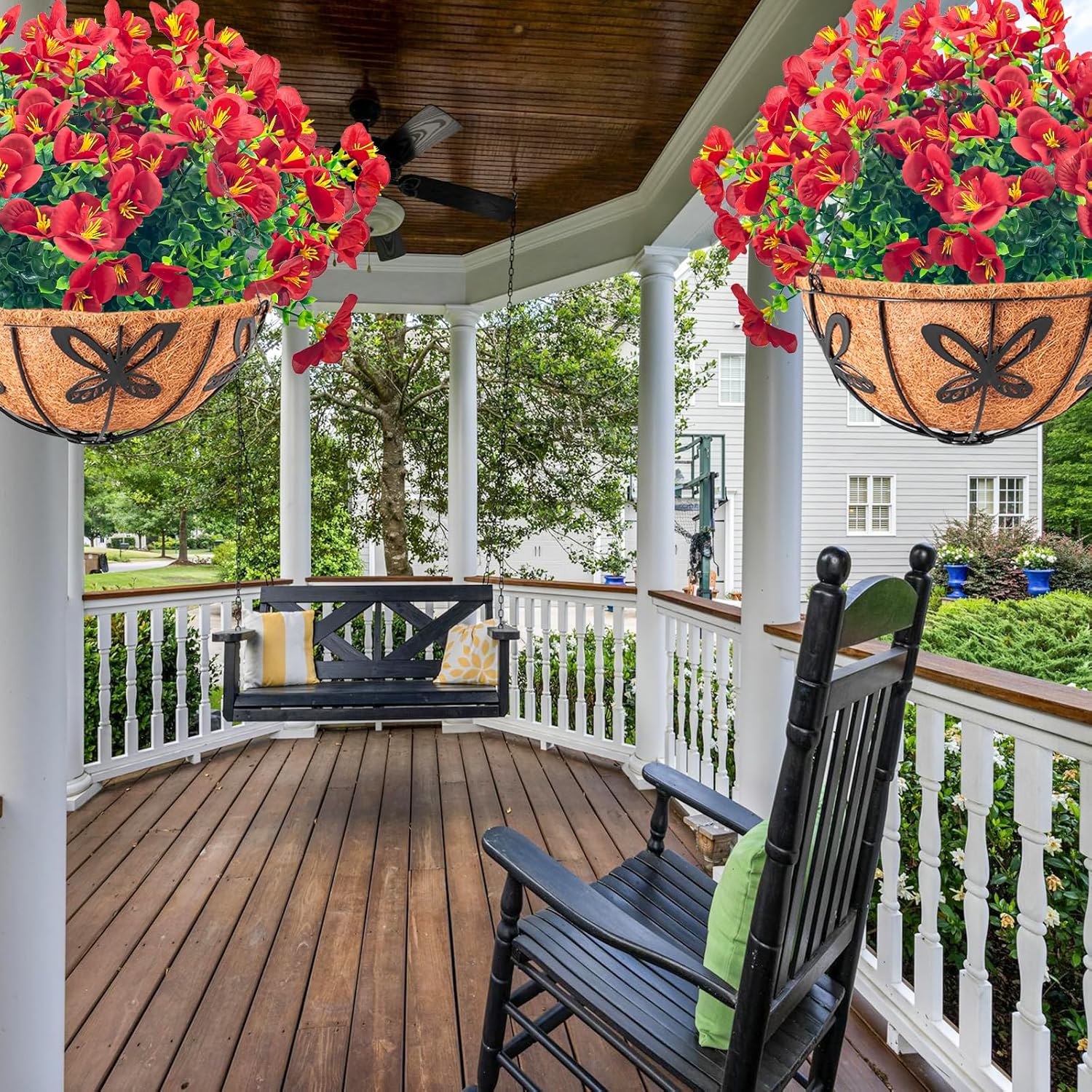 8 Bundles Artificial Flowers Outdoor UV Resistant Faux Plants Set