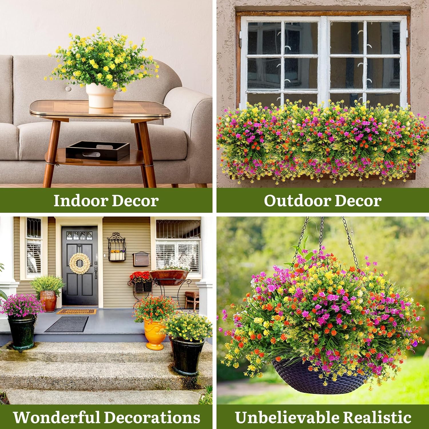 Tigeen 36 Bundle Artificial Flowers for Outdoor Decor