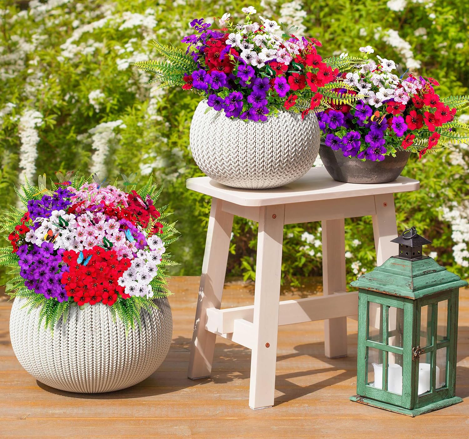 Winrain 30PCS Artificial Flowers Plants Outdoor Decor