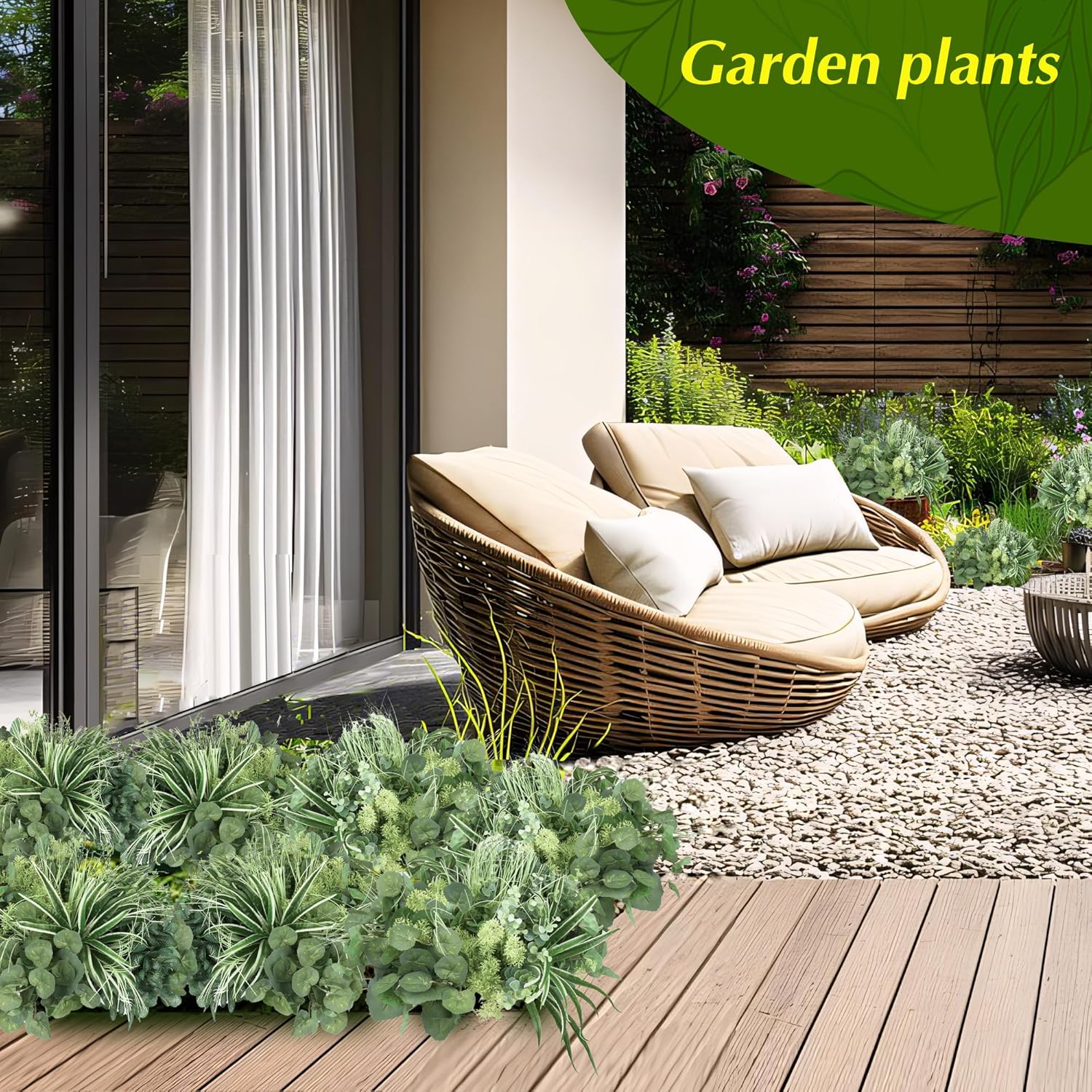24Pcs Artificial Greenery Plant Bundle for Outdoor Decor
