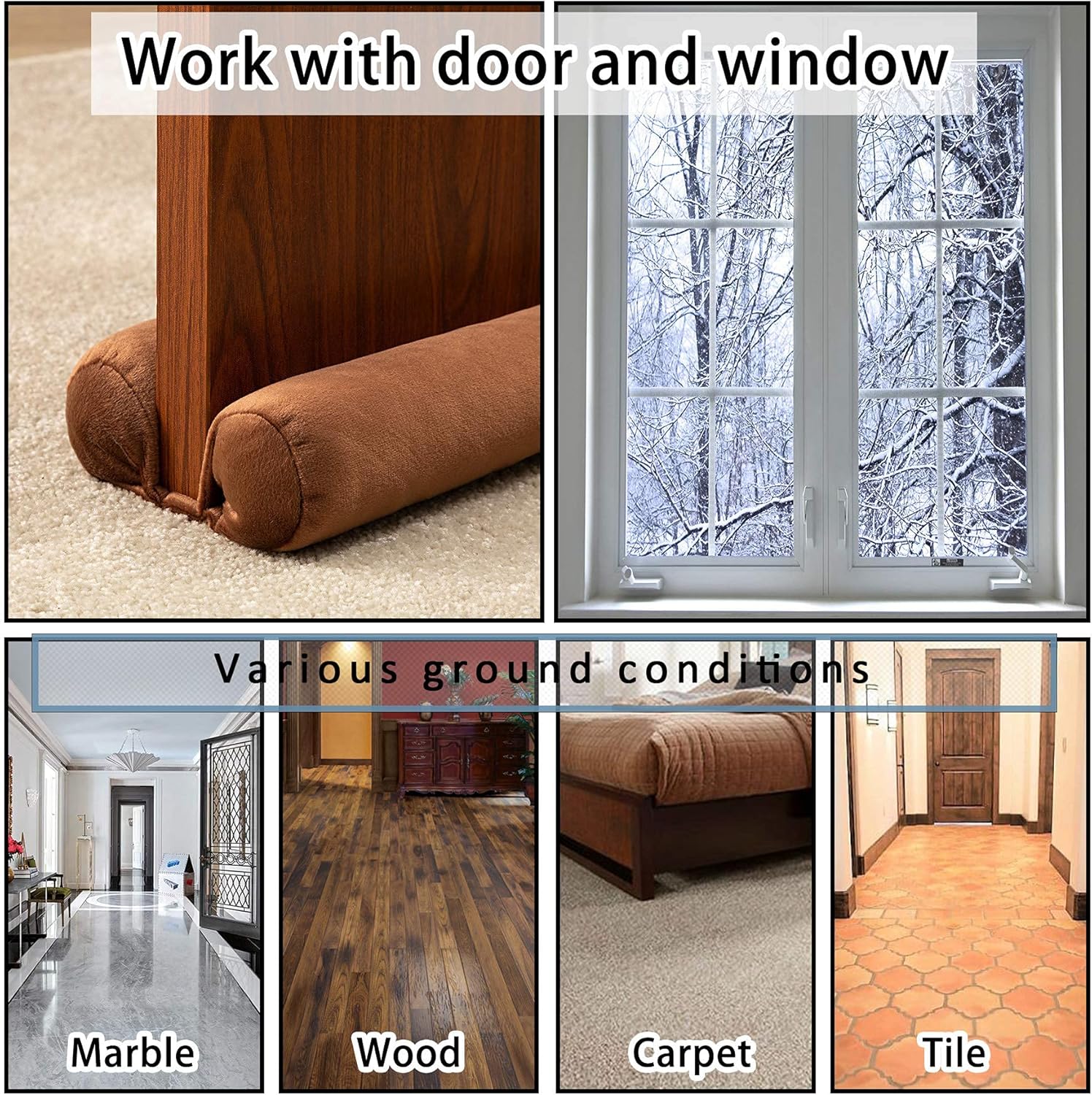 Tormays Door Draft Stopper Double Sided Adjustable Velvet Seal