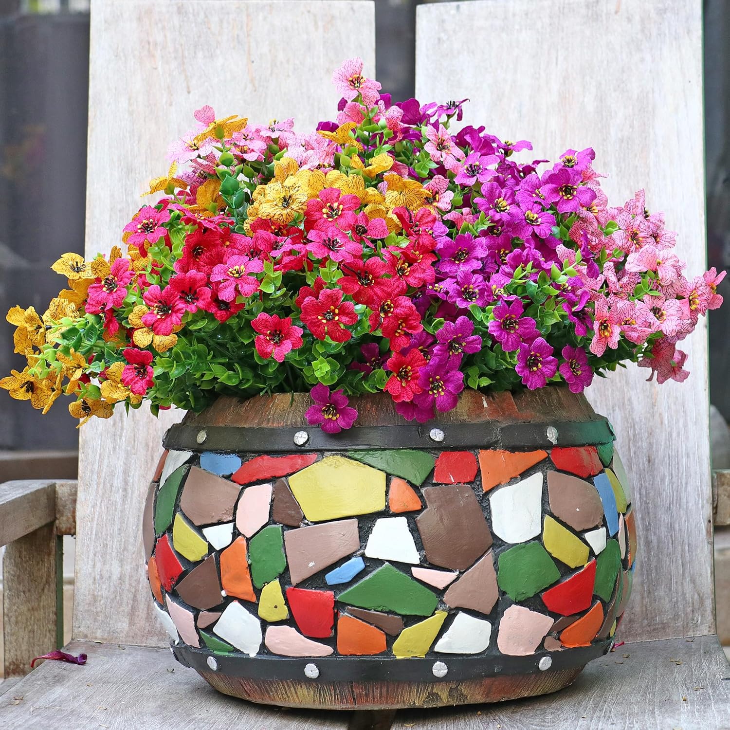 Kingsboomy 16 Bundle Artificial Flowers for Outdoor Decor