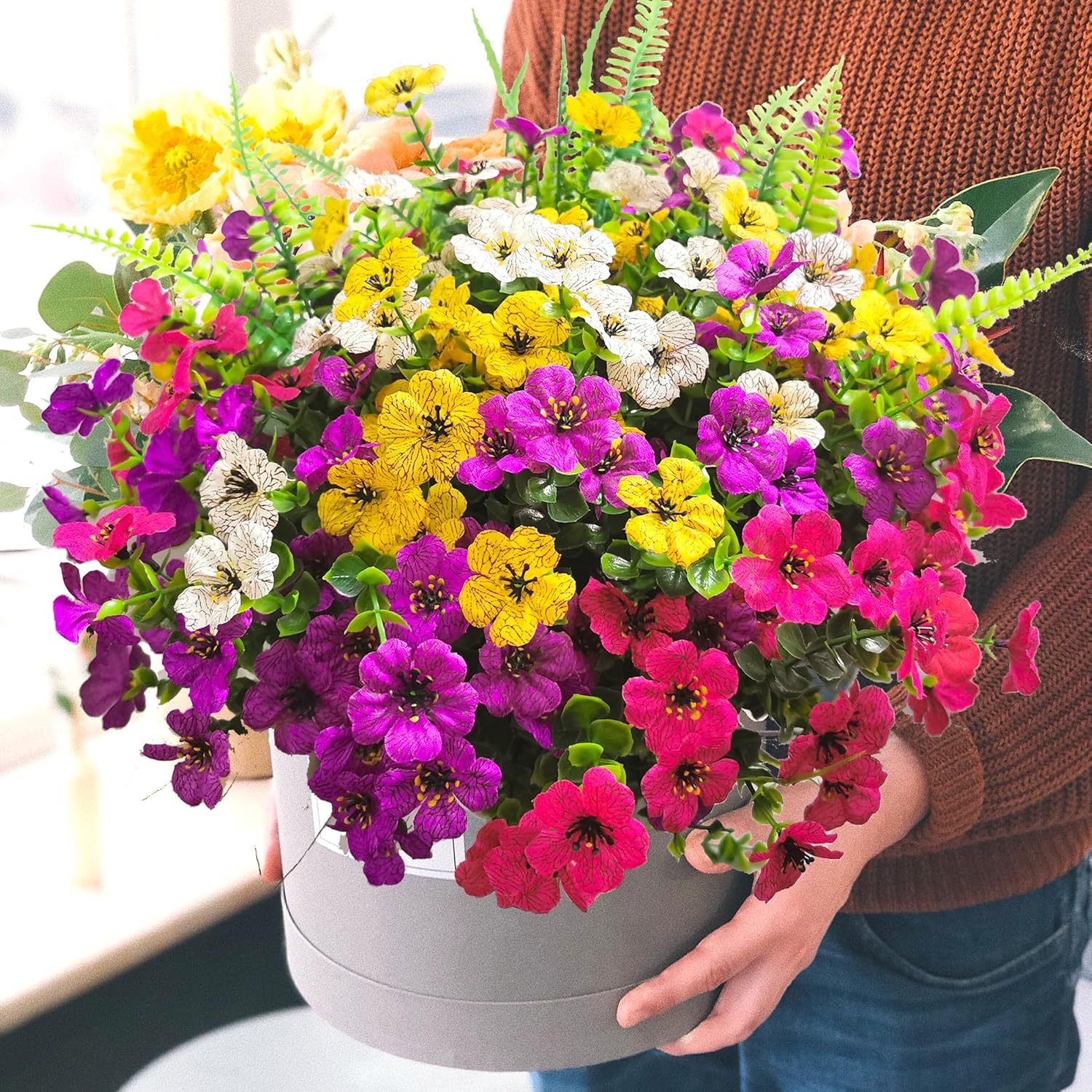 16 Bundle Artificial Flowers for Outdoor Decor