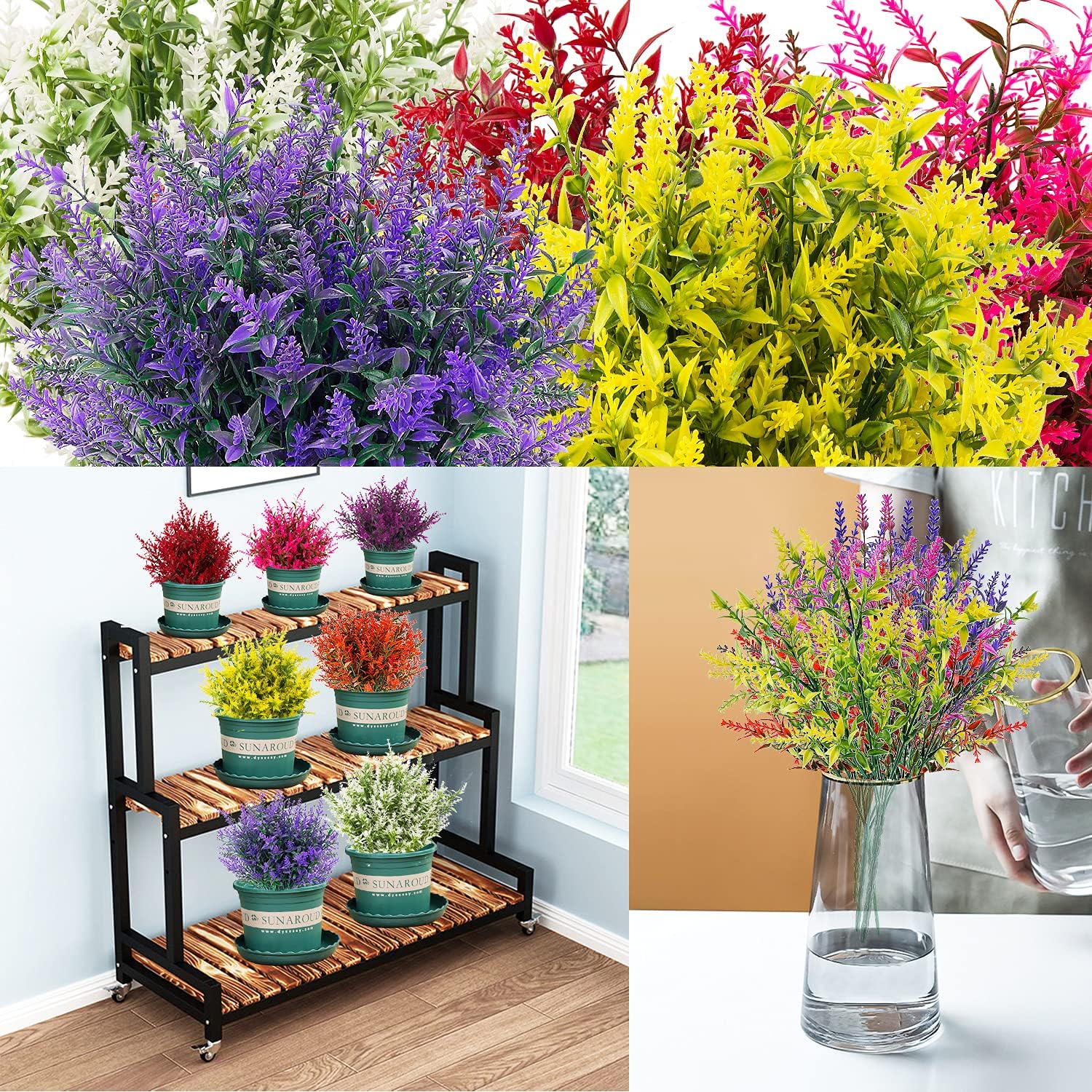 NOV FIRE Artificial Lavender Flowers 10 Bundles UV Resistant