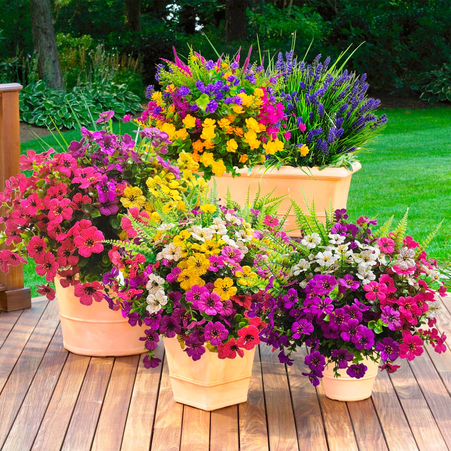 16 Bundle Artificial Flowers for Outdoor Decor
