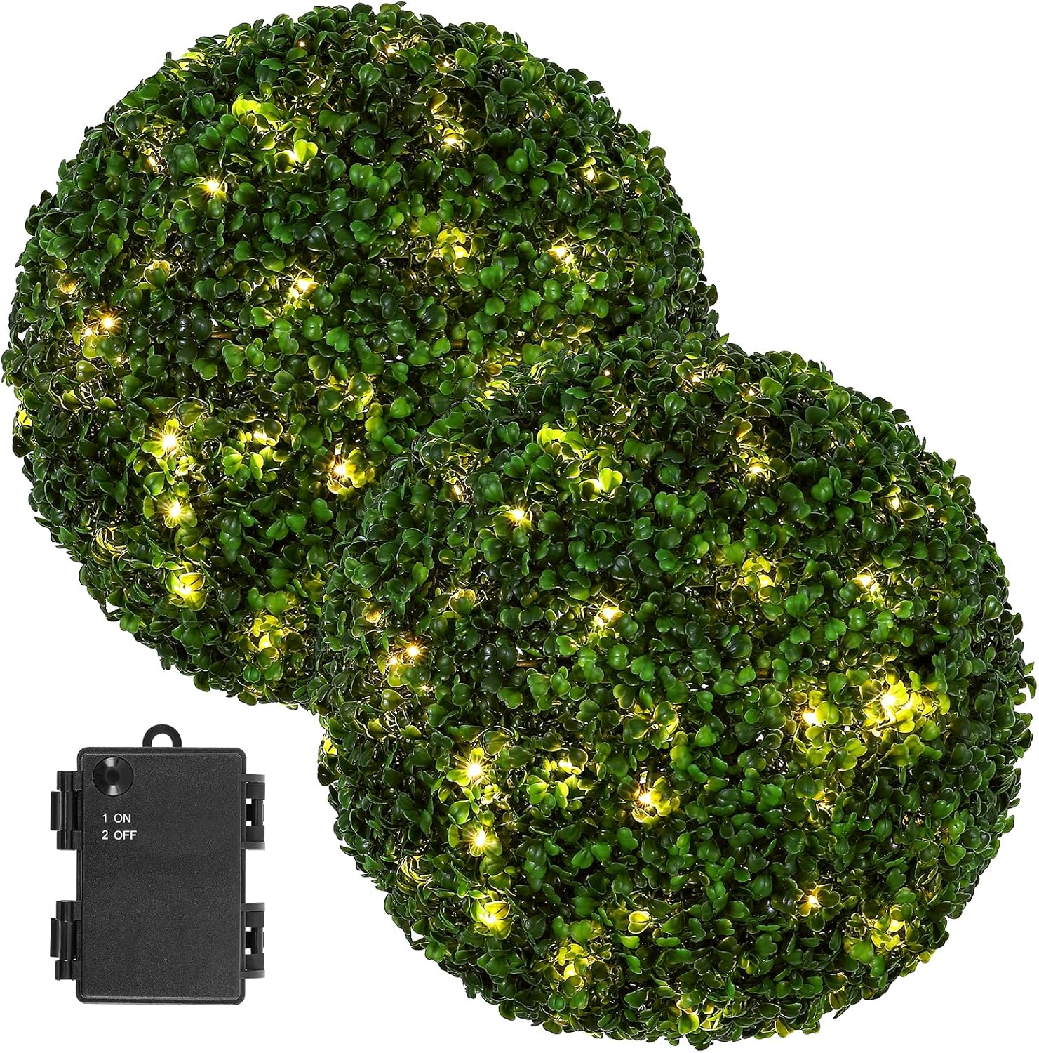 Le Serein 2 Pcs Pre-Lit Faux Topiary Ball Outdoor Decor