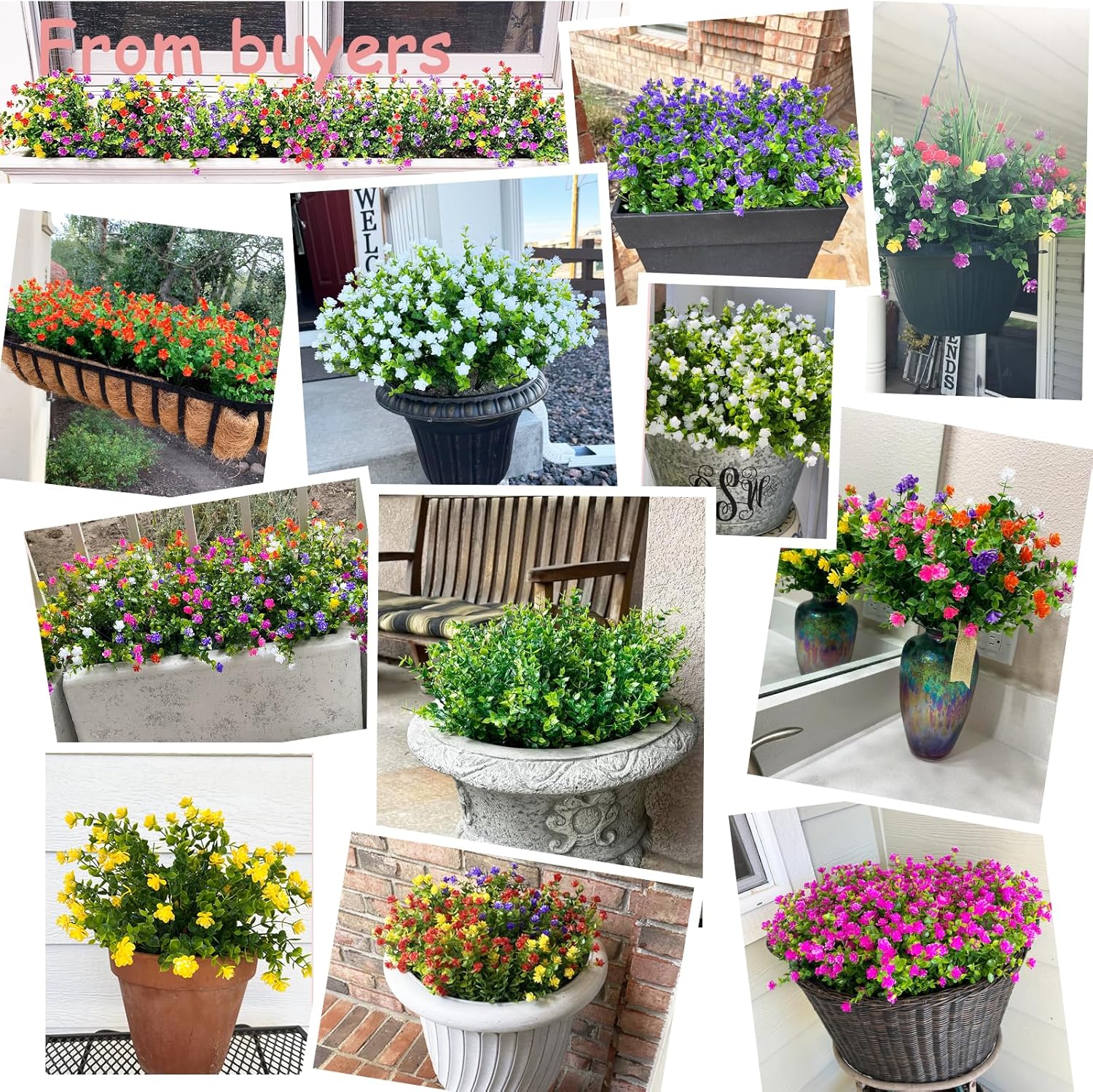 Yastouay 34 Bundle Artificial Flowers for Outdoor Decor
