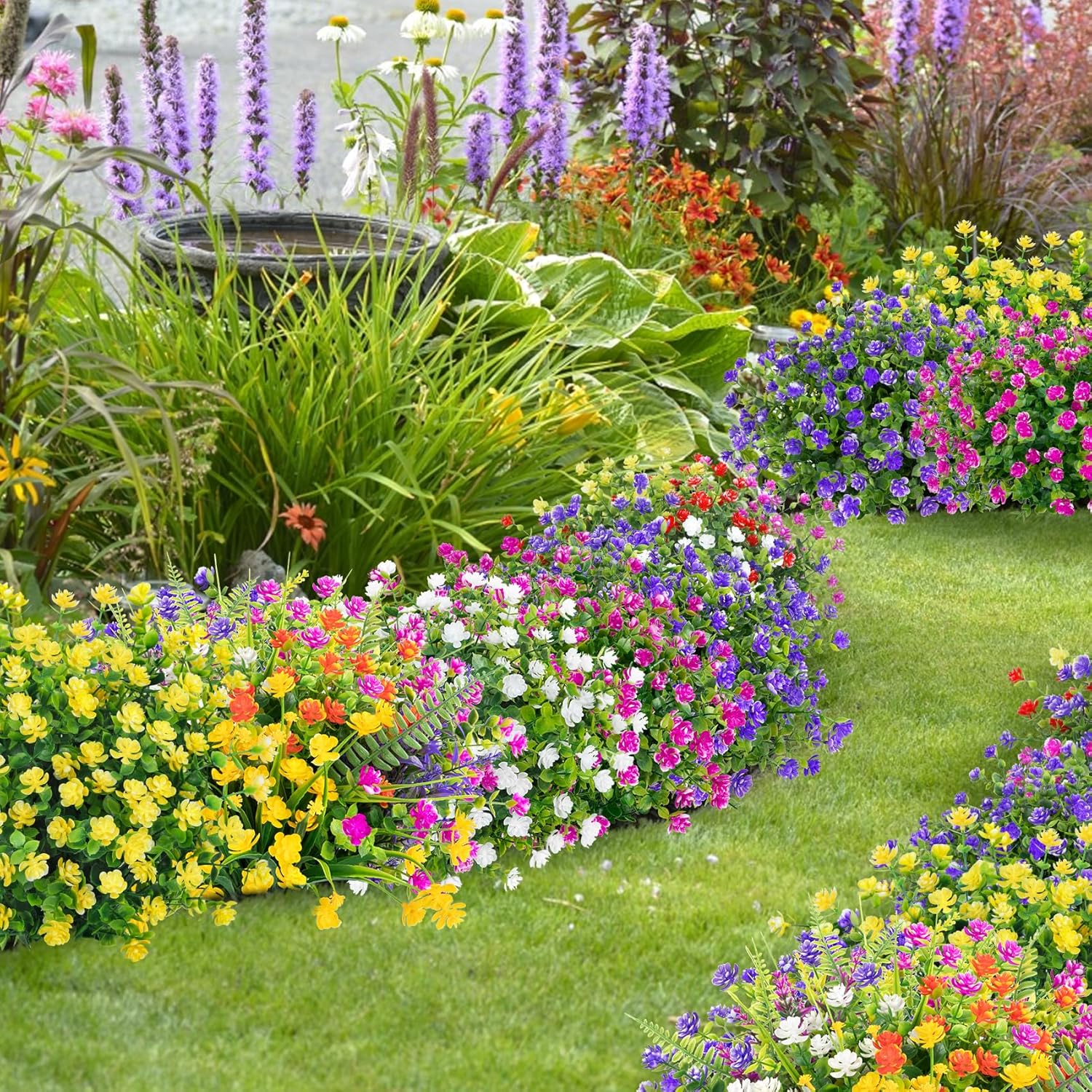 Bassion 20 Bundles Artificial Flowers for Outdoor Decor
