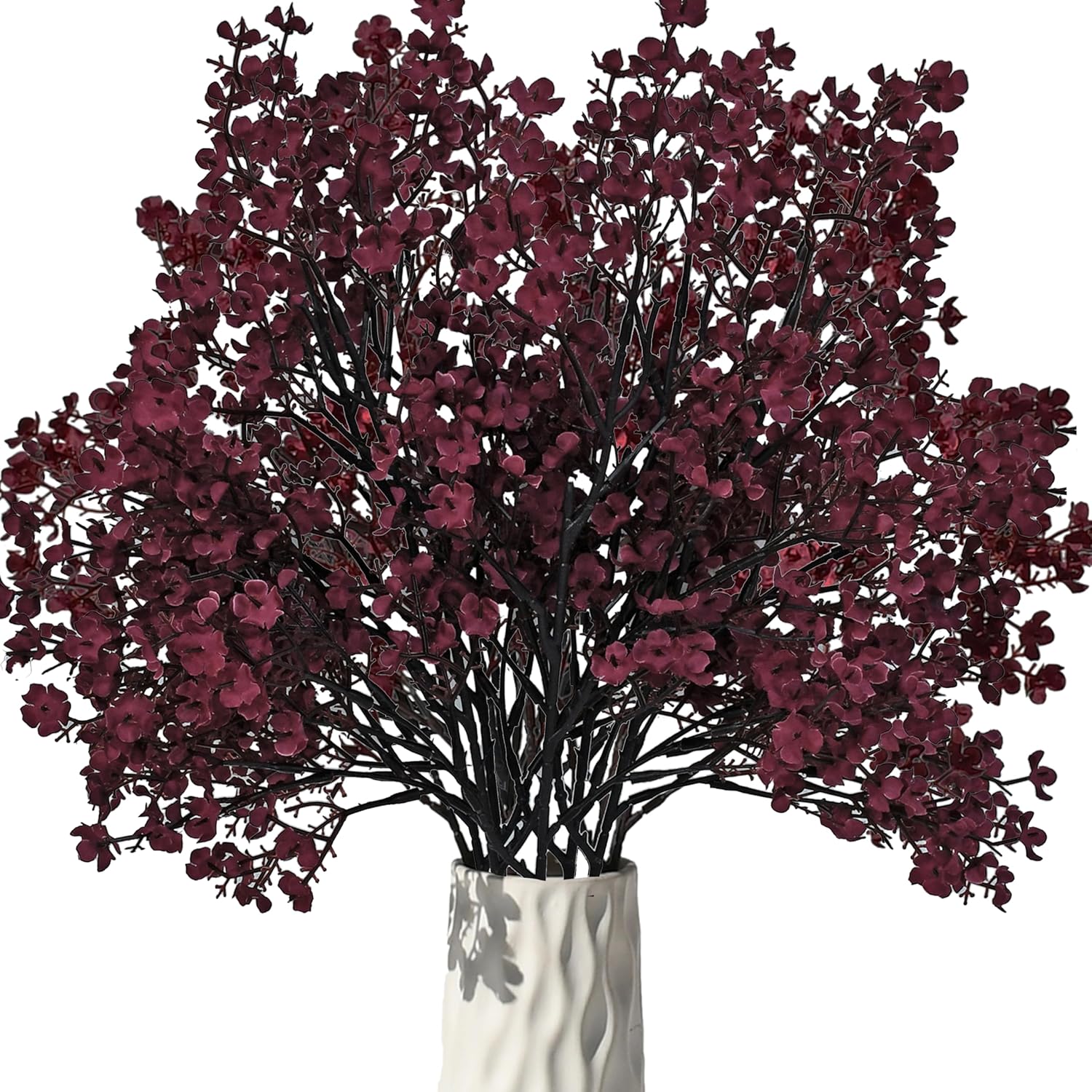Mandys Burgundy Artificial Babys Breath Flowers 15 Bundles