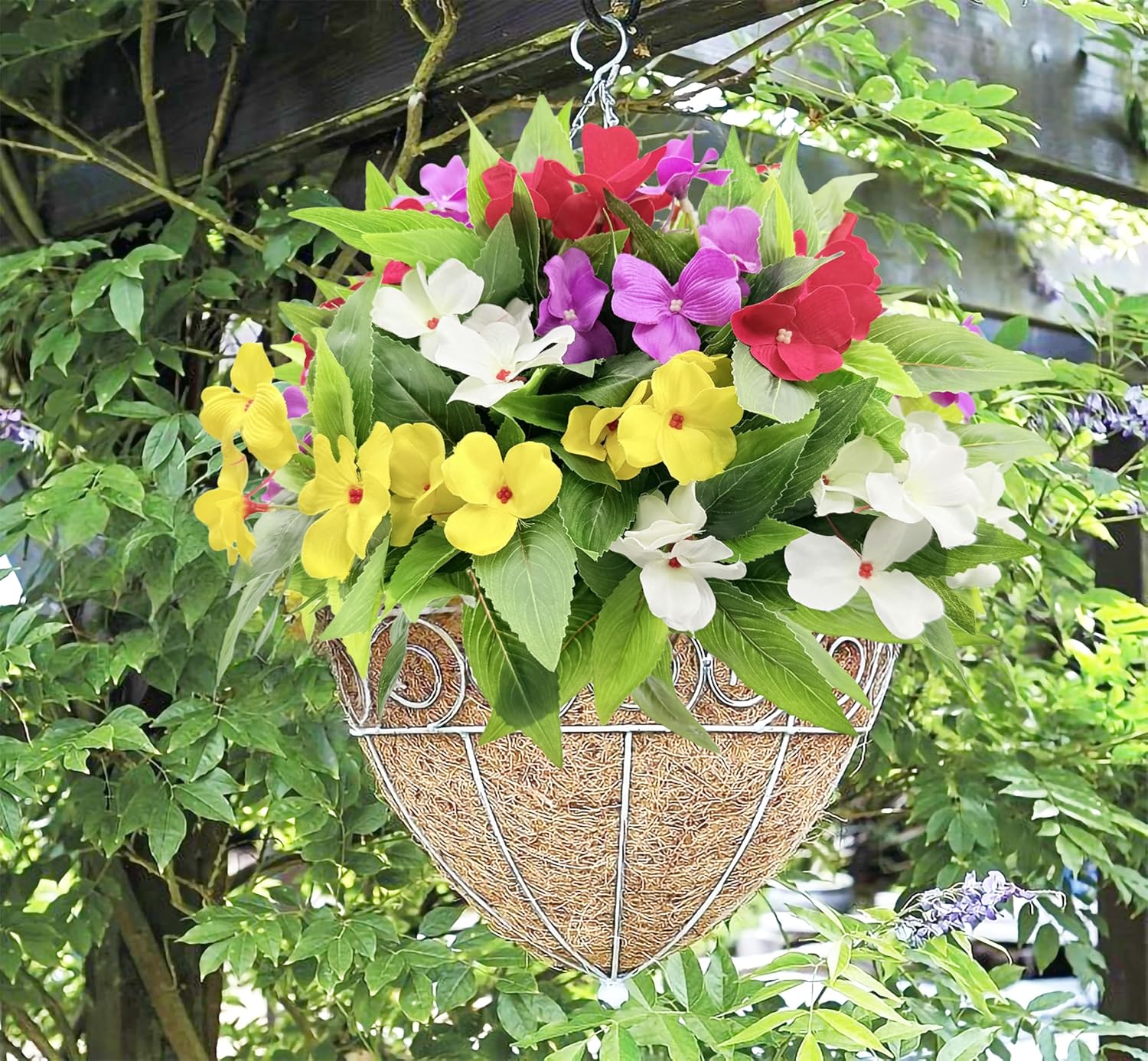 FERIAL 4PCS Artificial Impatiens Bouquet Multicolor