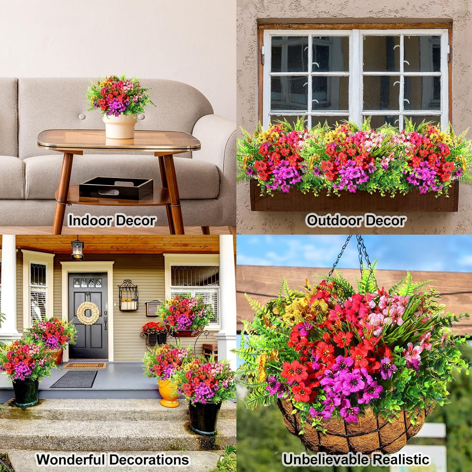 Zeyune 56 Piece Artificial Flowers for Outdoor Decor