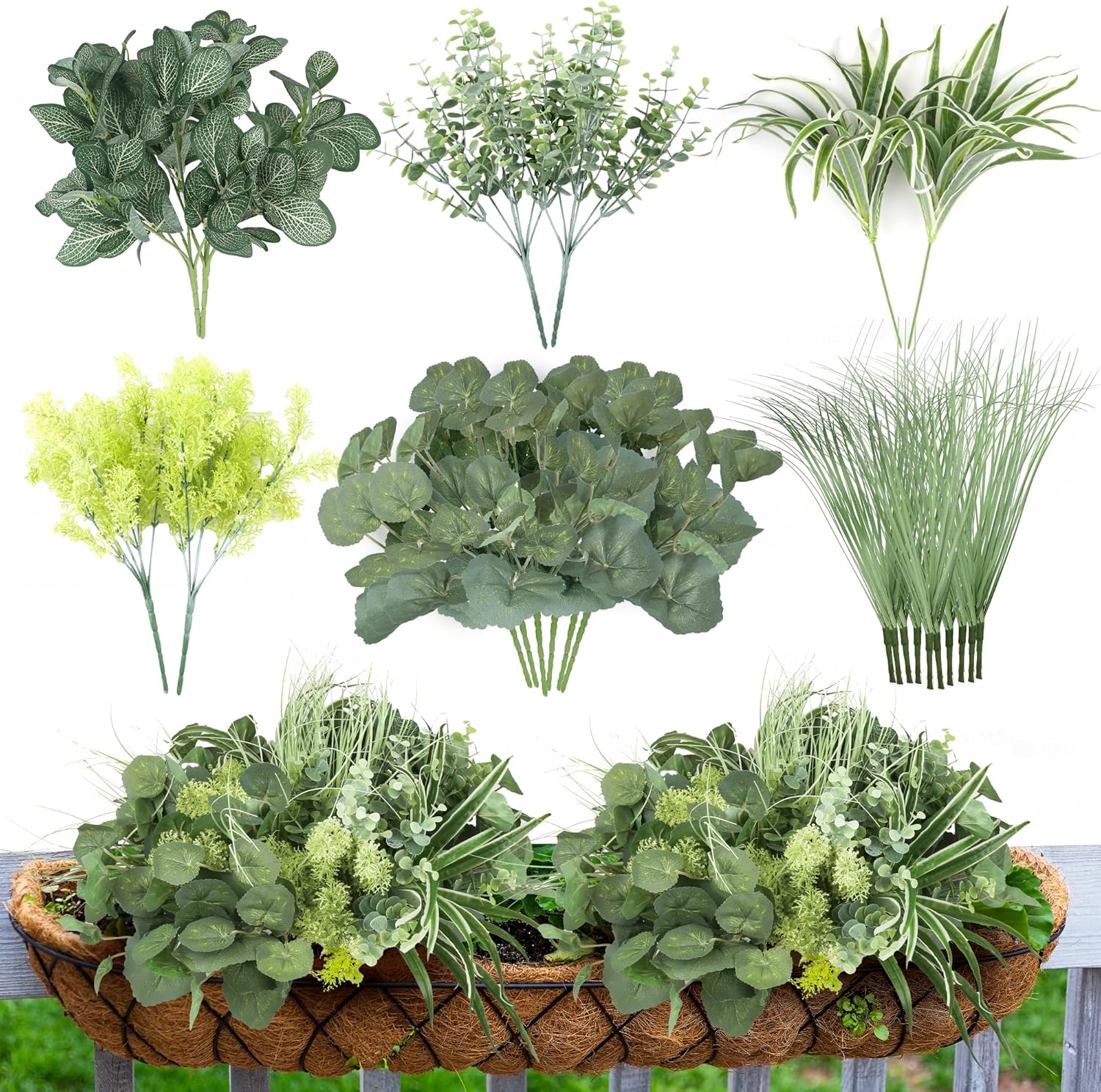 24Pcs Artificial Greenery Plant Bundle for Outdoor Decor