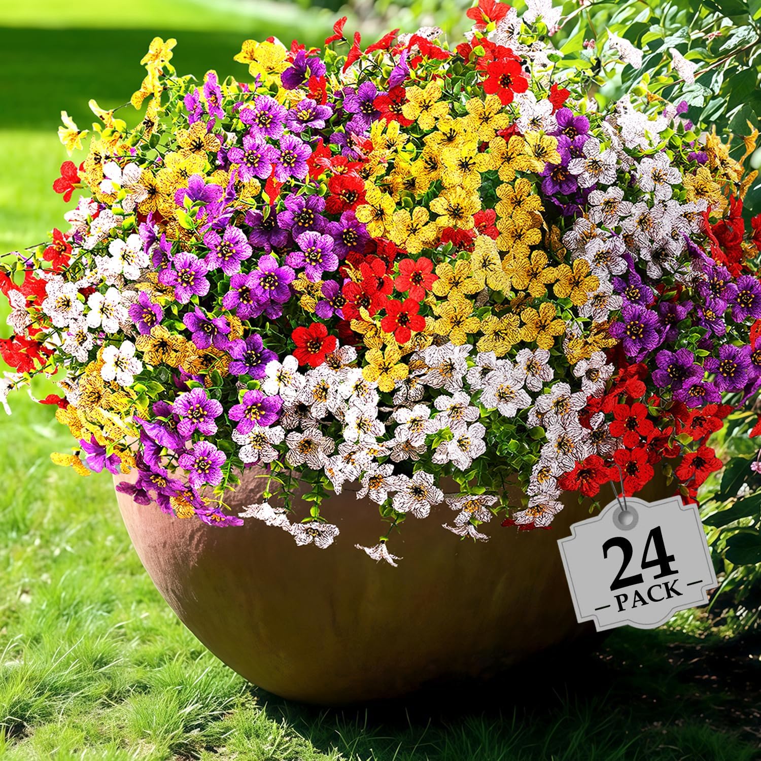24 Pcs Artificial Flowers for Outdoor Decor
