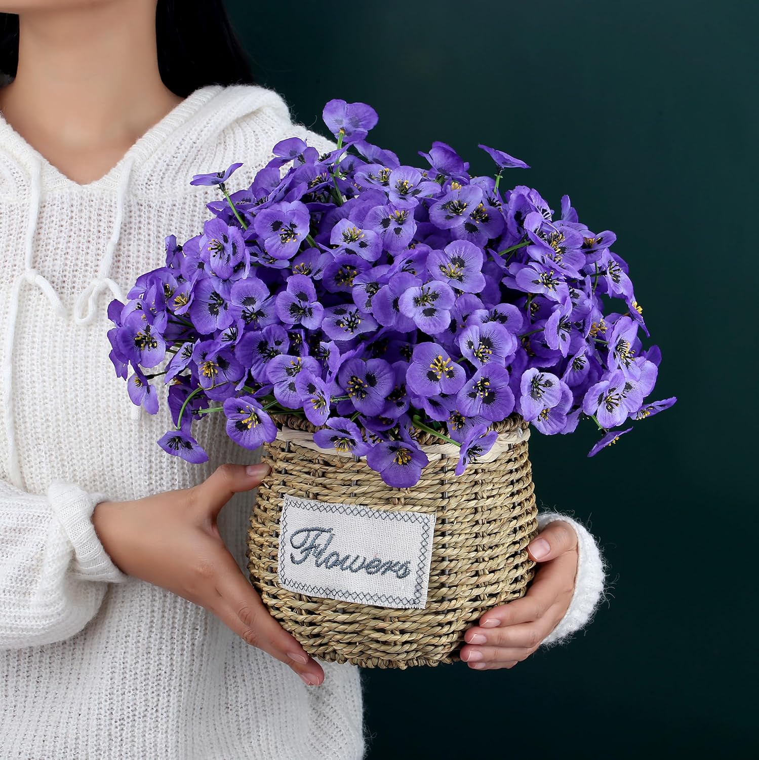 SITUMEIZI 12 Piece Purple Artificial Pansy Flowers