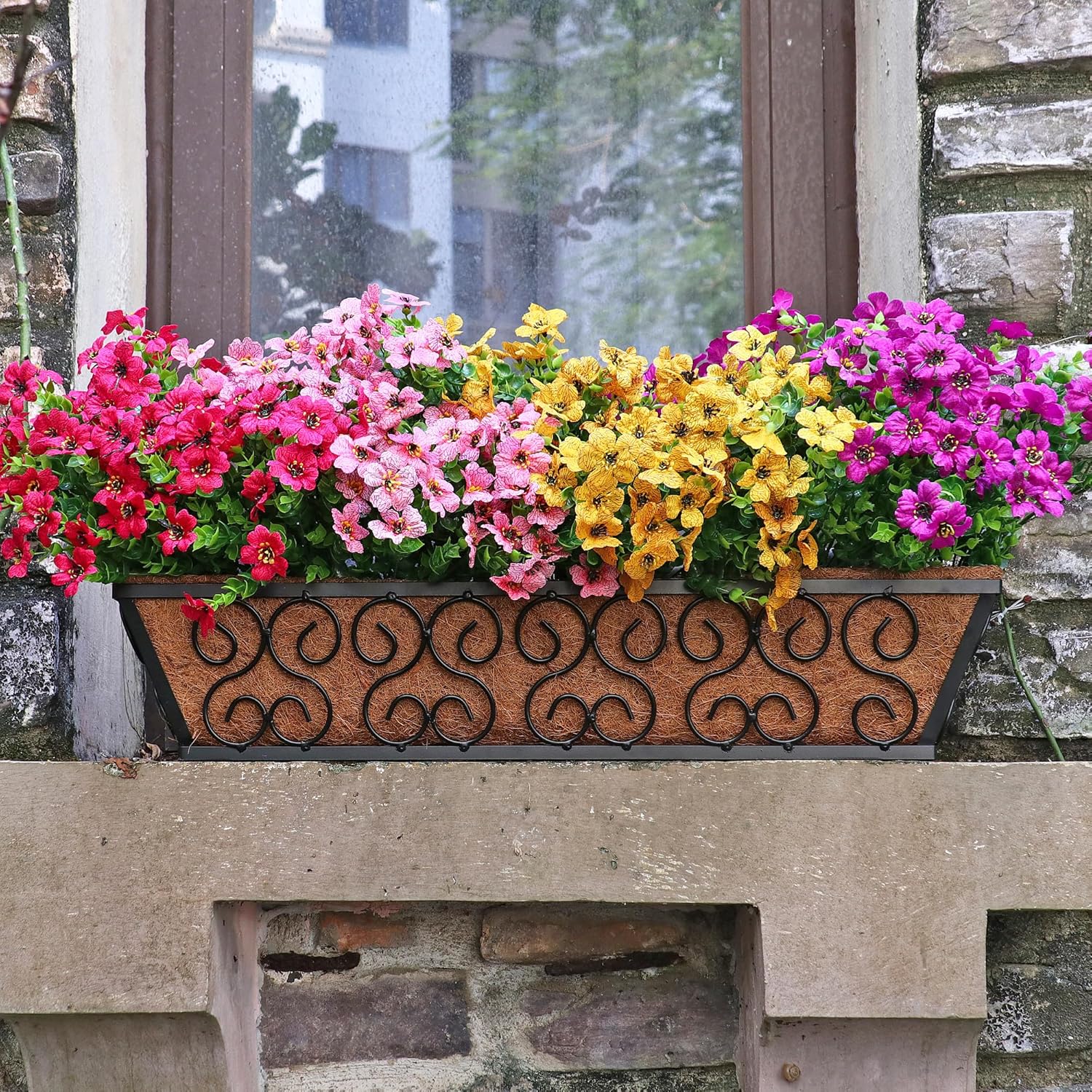 Kingsboomy 16 Bundle Artificial Flowers for Outdoor Decor