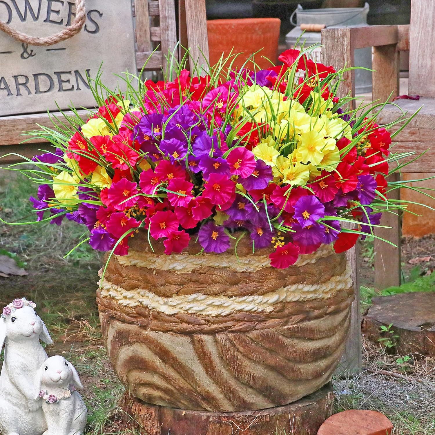 16PCS Artificial Fake Outdoor Flowers Plants with Wheat Ears