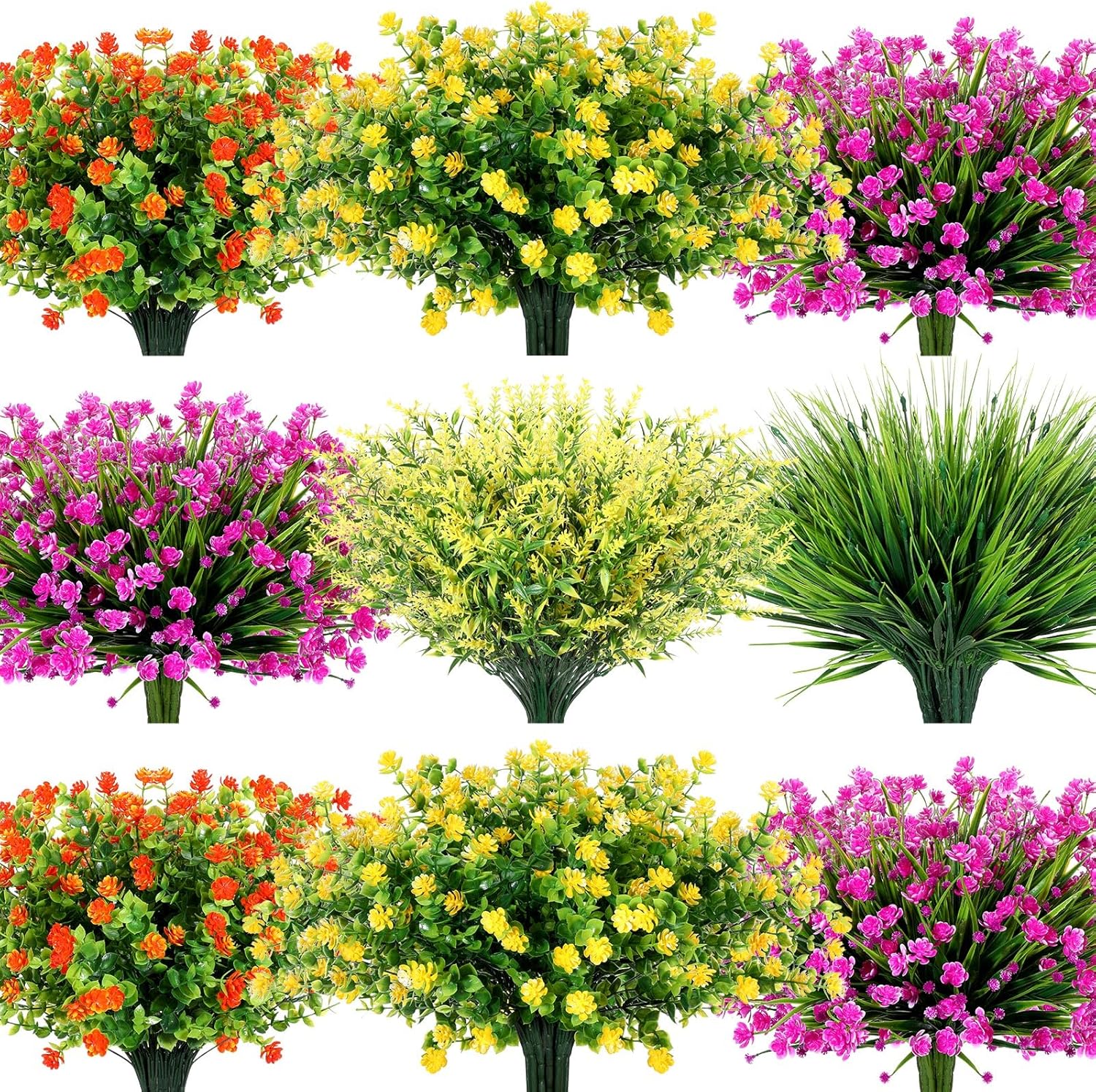 Tigeen 36 Bundle Artificial Flowers for Outdoor Decor