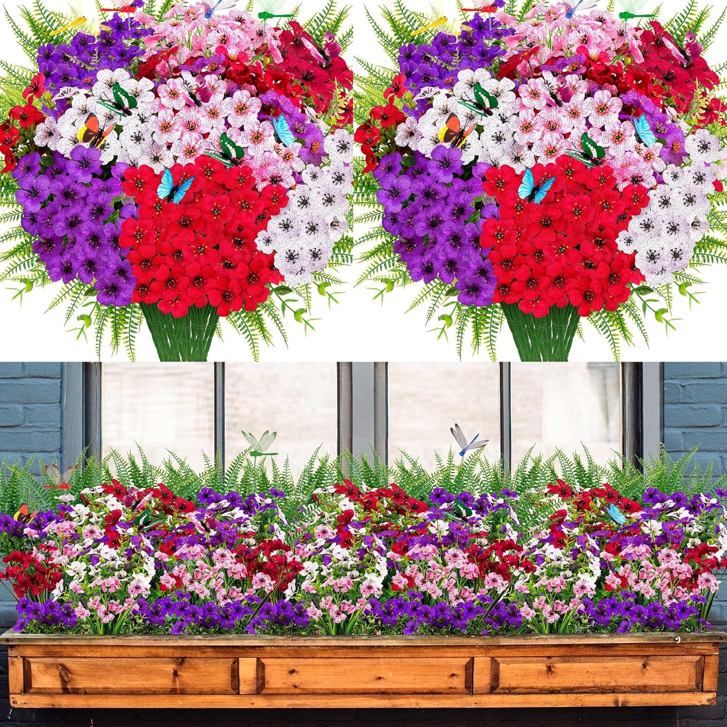 Winrain 30PCS Artificial Flowers Plants Outdoor Decor
